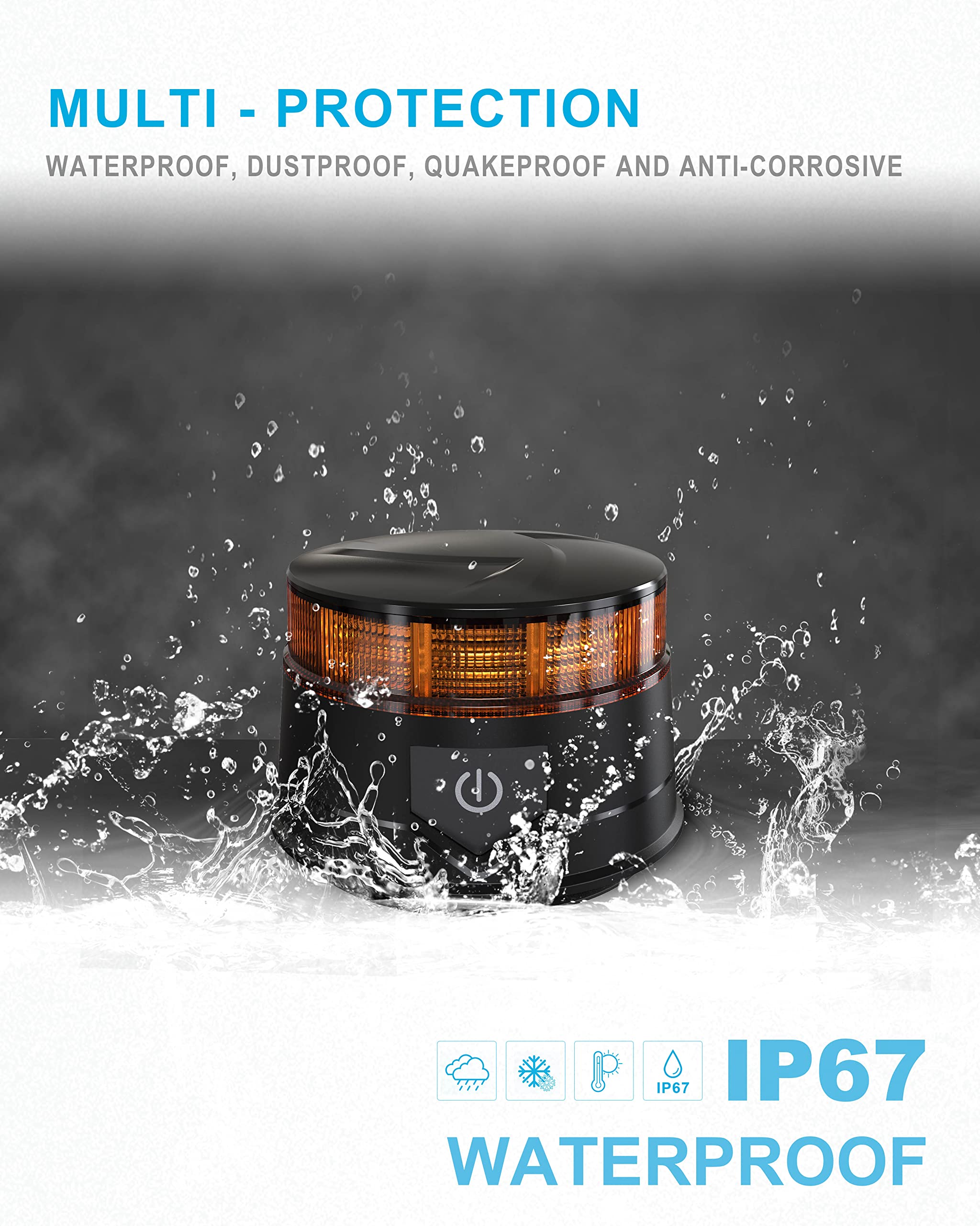 Agrieyes Amber Remote Control Beacon Light - Rechargeable Wireless Strobe for Golf Carts & Trucks, 12-30V Safety Warning Caution Light