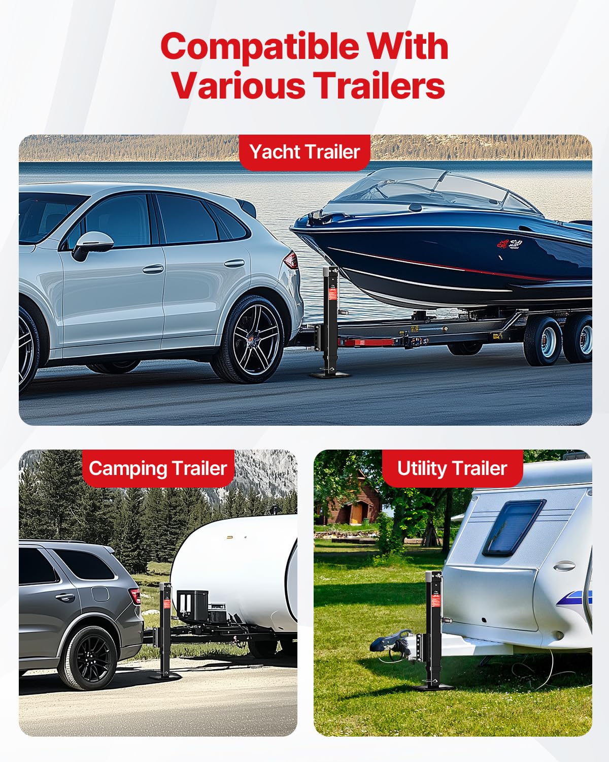 FZZD 8000 lbs Heavy Duty Trailer Jack, 20-24V Cordless Drill Compatible,28.6'' Lift, for Utility, Yacht, Boat Trailer Jack,Black