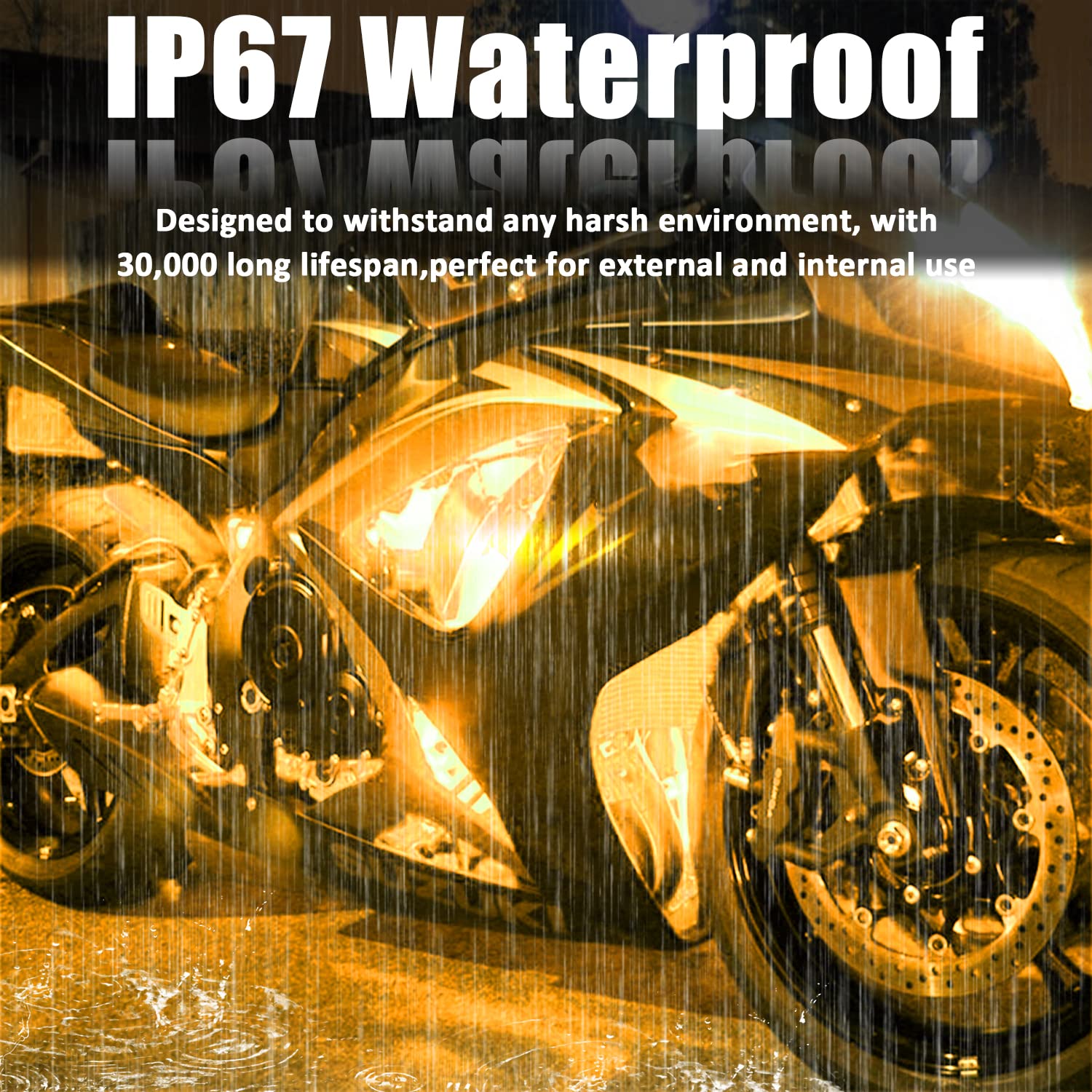 Xtauto Yellow 12V 15 Led 30Cm Car Flexible Waterproof Underbody Light Strip Pack Of 20