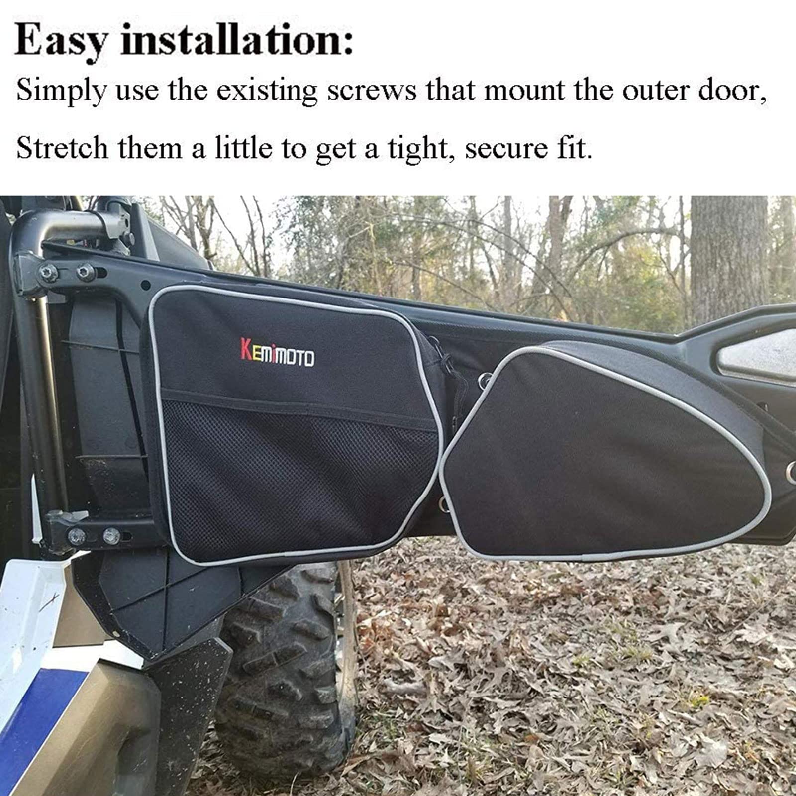 Kemimoto Utv Door Bags For Polaris Rzr Xp 1000, 2014-2018, Black, 7L, 2-Pack