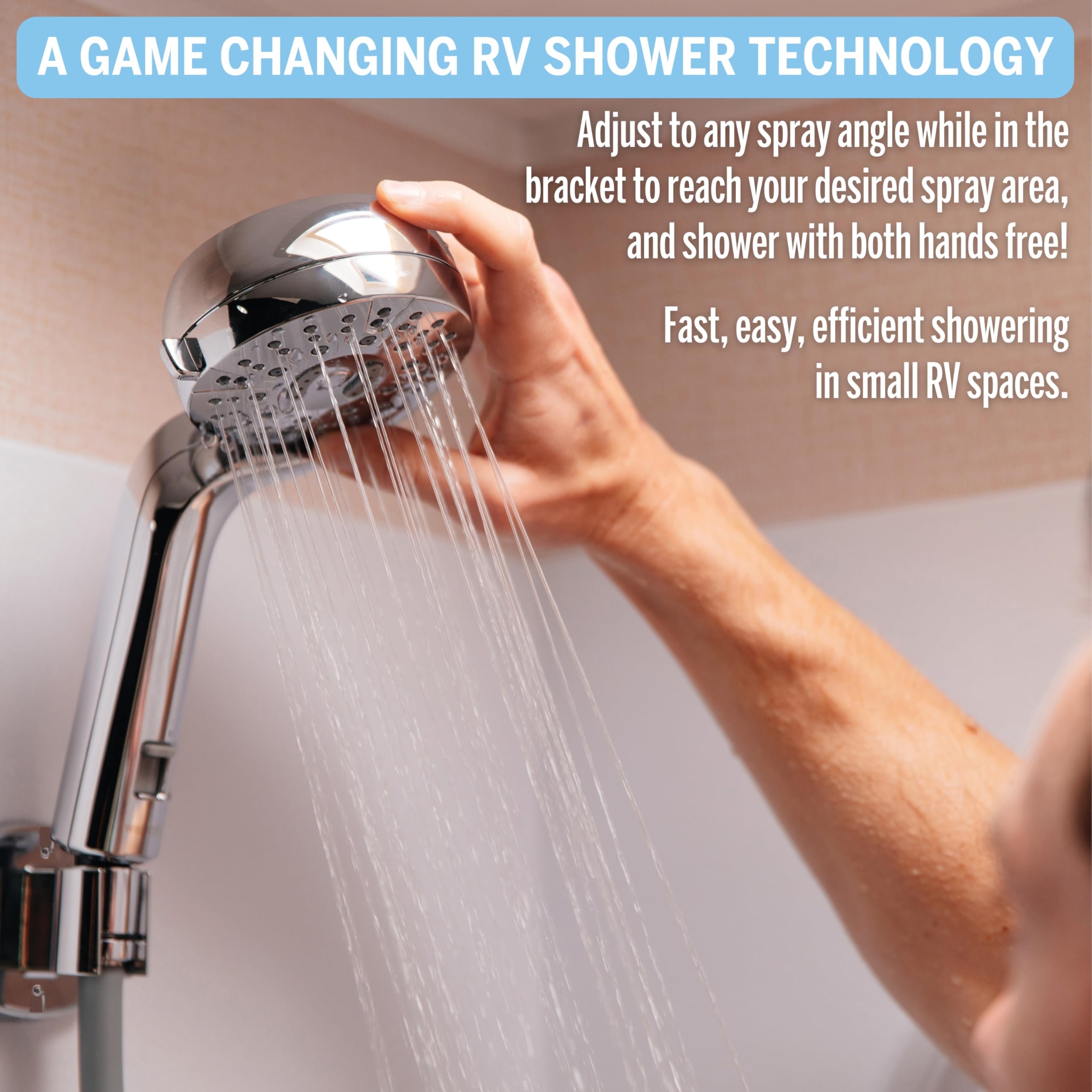 Waterpik Transform Pivoting RV Shower Head with Ultra-Flexible Hose and Pause Switch, Great for Campers, Trailers, Boats, 5-Mode