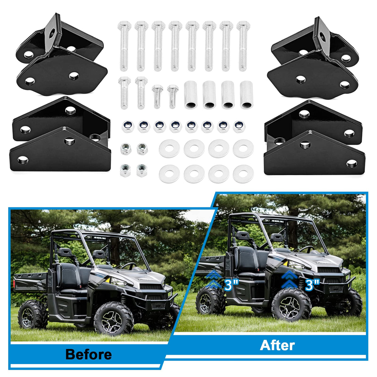 Wsays Ranger 3'' Front And Rear Lift Kit Compatible With 2013-2019 Polaris Ranger Xp/Crew 570/900/1000 Fullsize