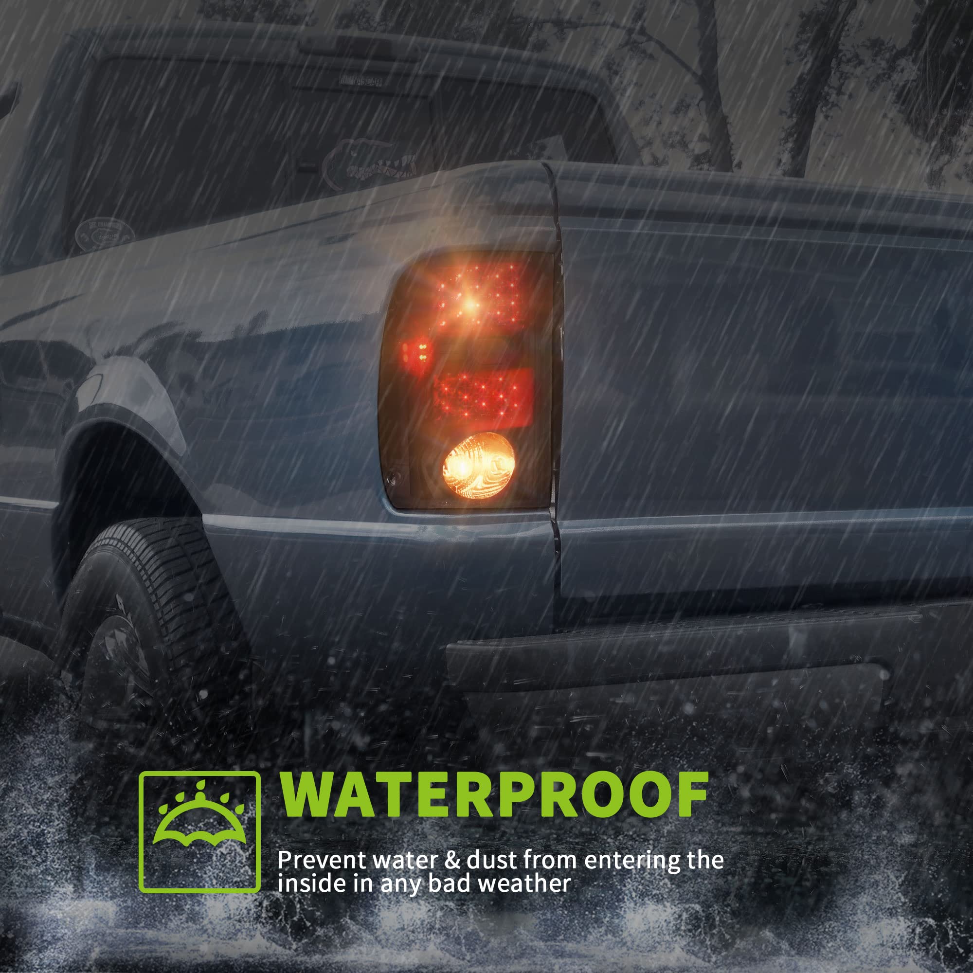 Autosaver88 Led Tail Lights Compatible With Ford Ranger 2001 2002 2003 2004 2005, Tail Lamps Black Smoke Replacement Assembly Left + Right Pair