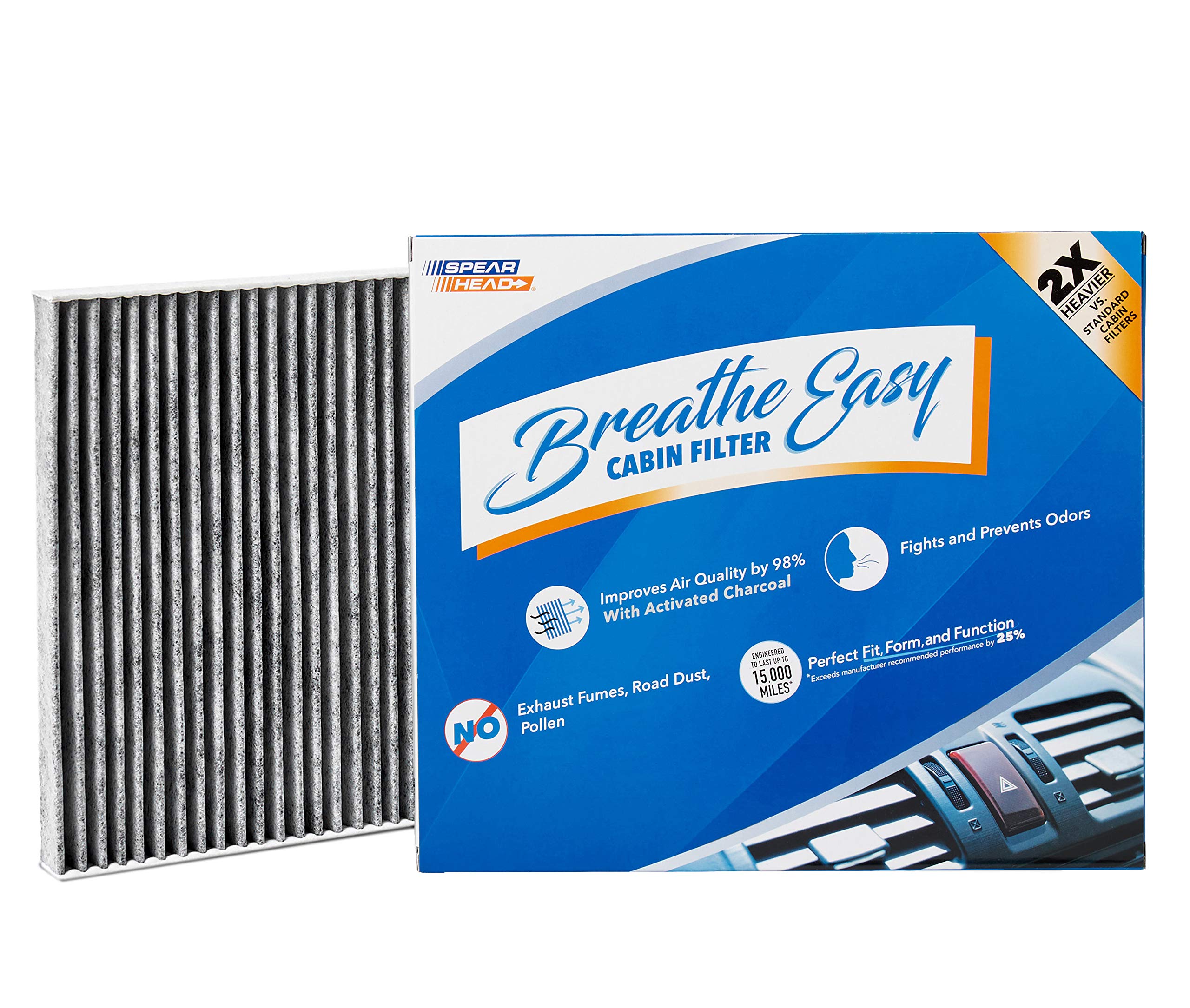 Spearhead Odor Defense Breathe Easy Cabin Filter, Fits Like Oem, Up To 25% Longer Lasting W/Activated Carbon (Be-671)