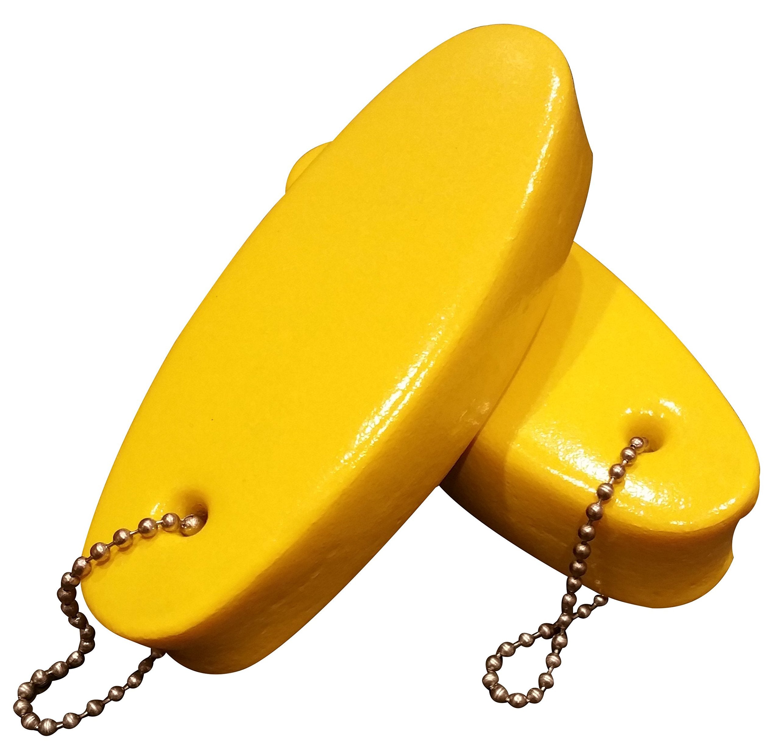 2 Pack Jumbo Vinyl Coated Yellow Floating Keychain Key Floats -Made In The Usa- (Yellow)
