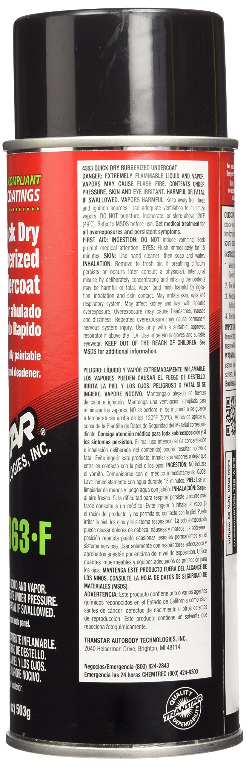 Transtar (4363-F) Quick Dry Rubberized Undercoating - 17.75 Oz. Aerosol