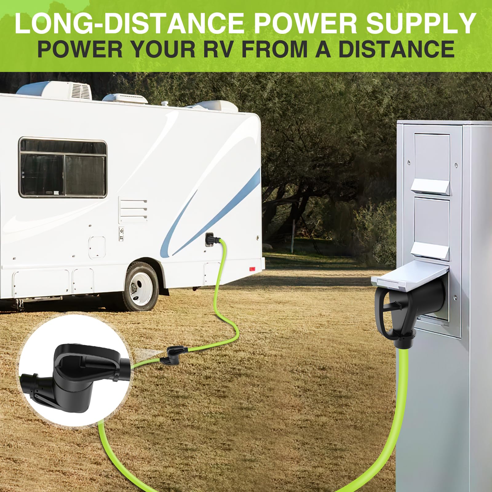 Nilight 50Ft 30 Amp Rv Extension Cord 125V Heavy Duty 10/3 Gauge Pure Copper Stw Wire Ul Etl Listed 3 Prong Tt-30P Tt-30R Weathe