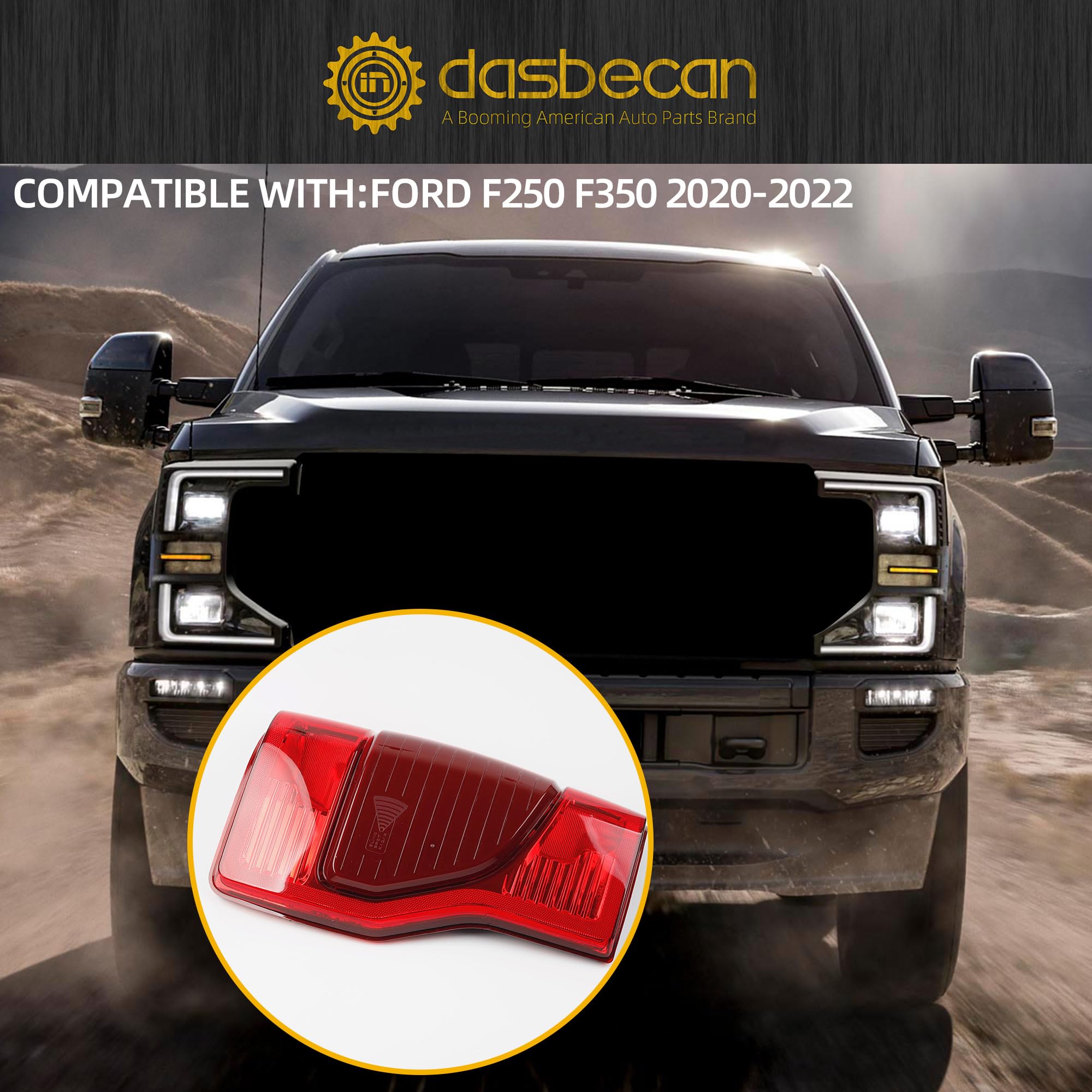 Dasbecan Left Driver Side Tail Light Assembly Compatible With 2020 2021 2022 Ford F250 F350 Super Duty Blind Spot Module Can Be