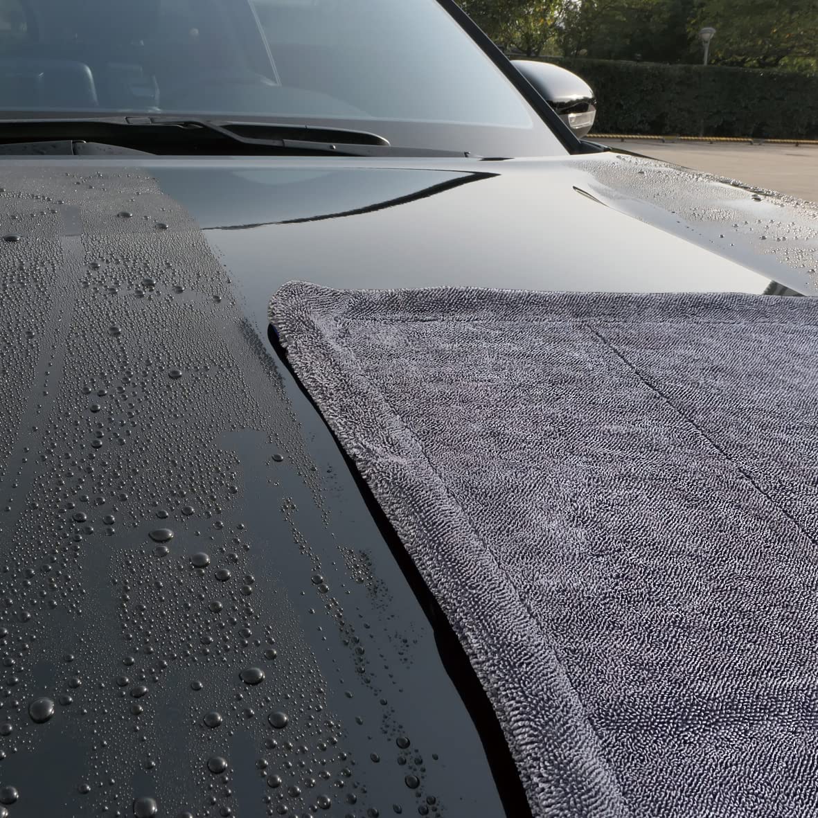 SHSCLY Microfiber Car Drying Towel Large Double Twist Pile 1200GSM Gray 35.5 x 24 Inches Pack of 1