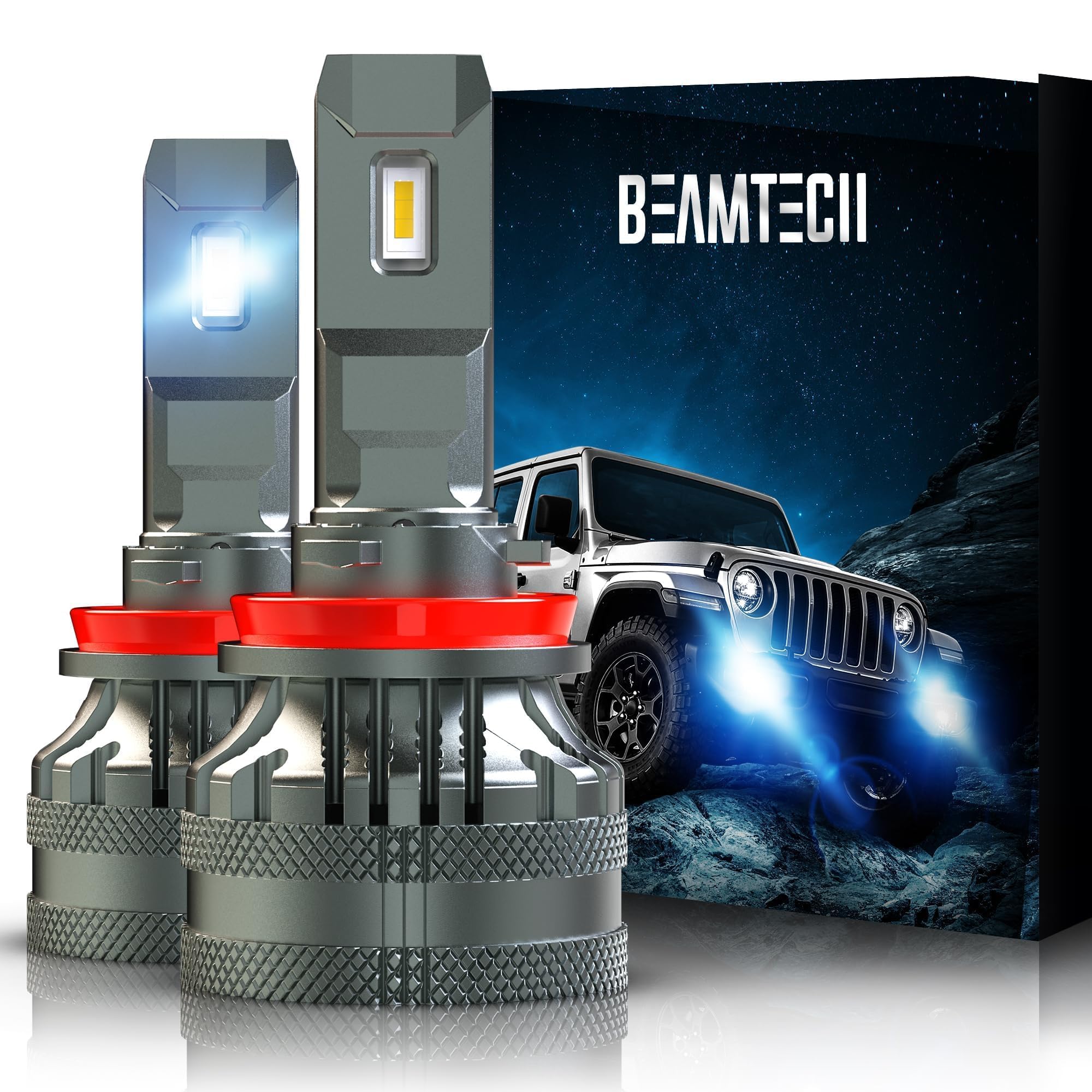 Beamtech H11/H8/H9 Bulbs, G-Xp Chips Canbus Ready 600% Brighter High Power 6500K Xenon White 360 Degree Lighting Plug N Play Fog