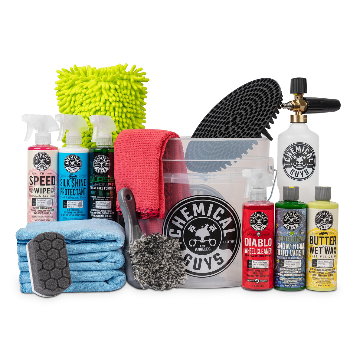 Chemical Guys HOL350 15-Piece Arsenal Builder Car Wash Kit with Foam Cannon, Storage/Carry Bag and (6) 16 oz Car Care Cleaning C