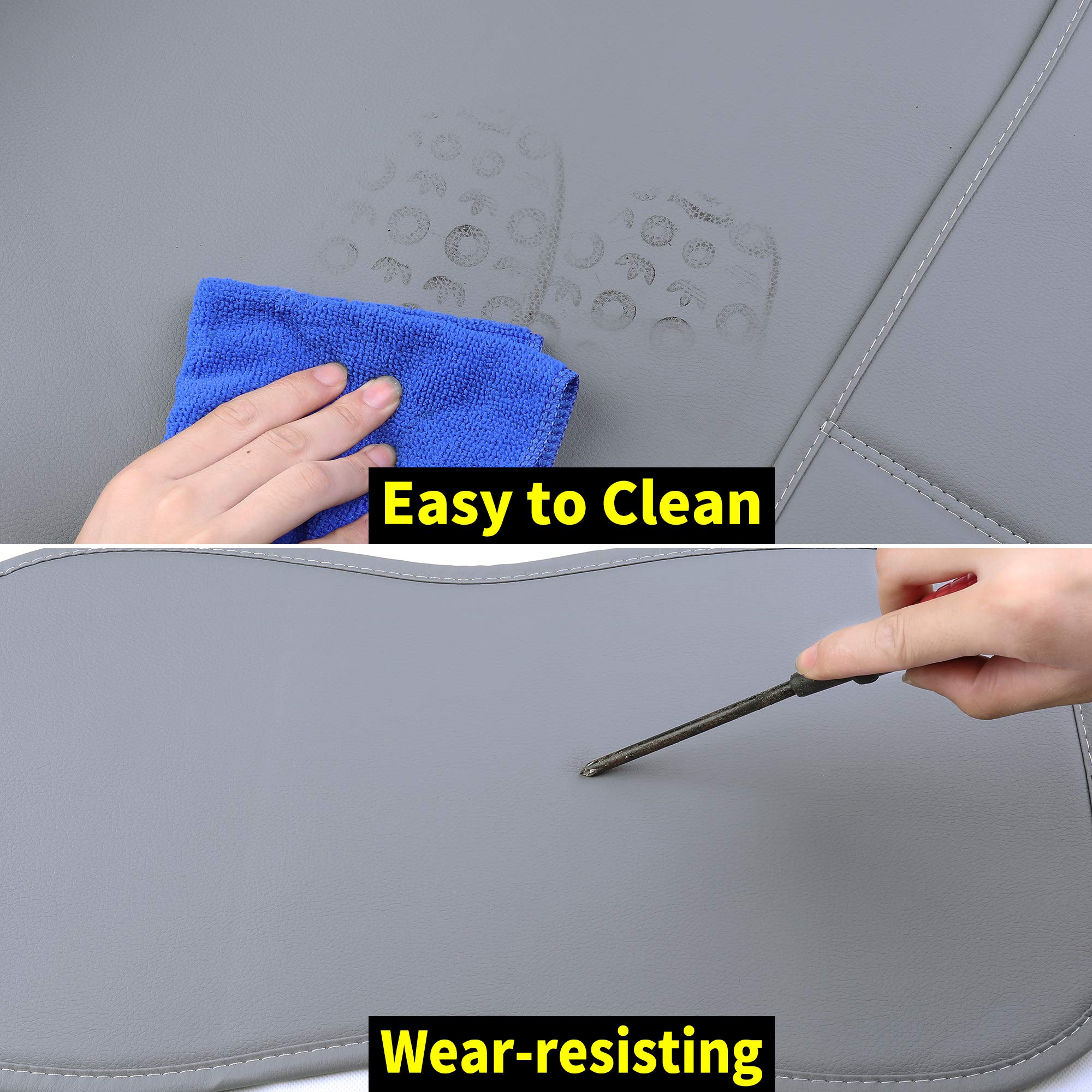 Aierxuan Car Seat Covers Full Set 5Pcs With Waterproof Leather,Airbag Compatible Automotive Vehicle Cushion Cover Universal Fit