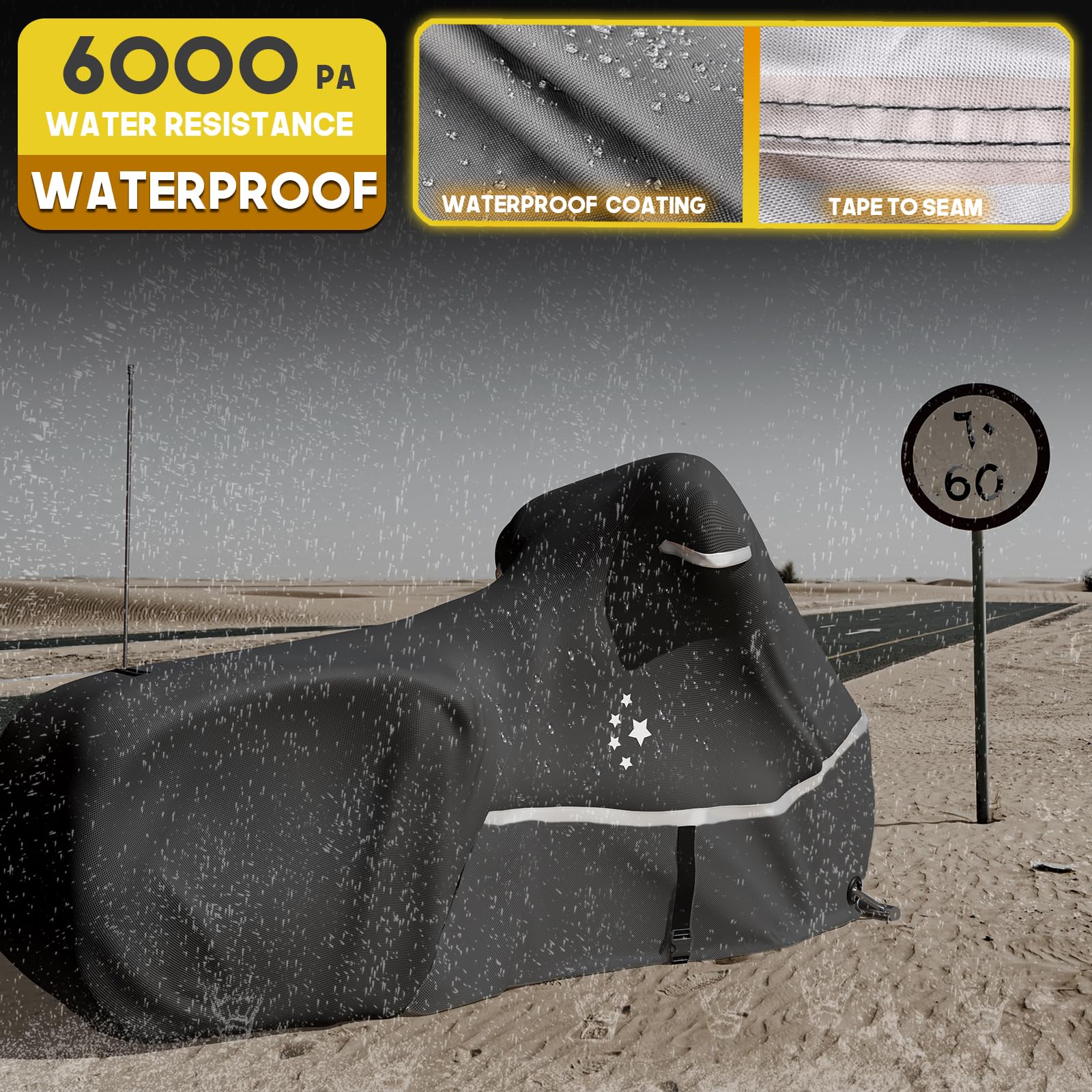 Li Libzaki Motorcycle Cover 420D Heavy Duty All Season Universal Weather Waterproof Outdoor Protection 86'' Xl Vehicle Cover/Bla