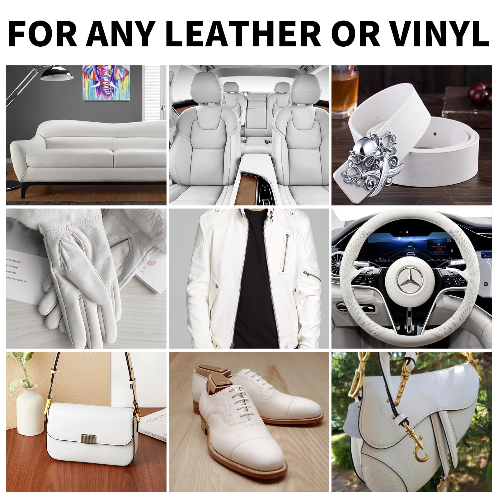 Leather Recoloring Balm,8.5Oz Leather Color Restorer,White Leather Repair Kit For Furniture And Car Interior,Leather Couch Scrat