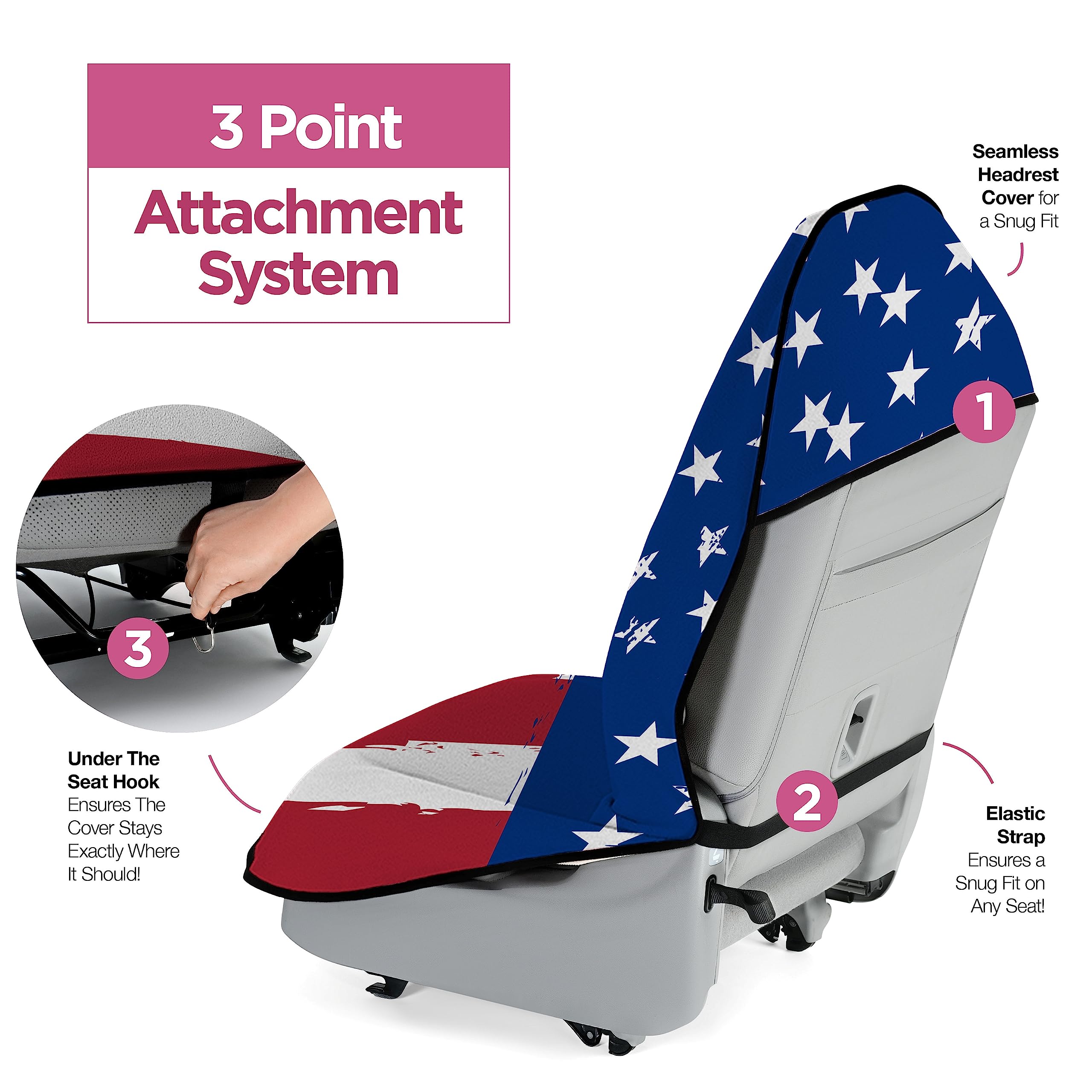 Waterproof Sweat Towel Car Seat Cover For Post Gym Workout, Running, Swimming, Beach And Hiking (Flag Design - 2 Pack)