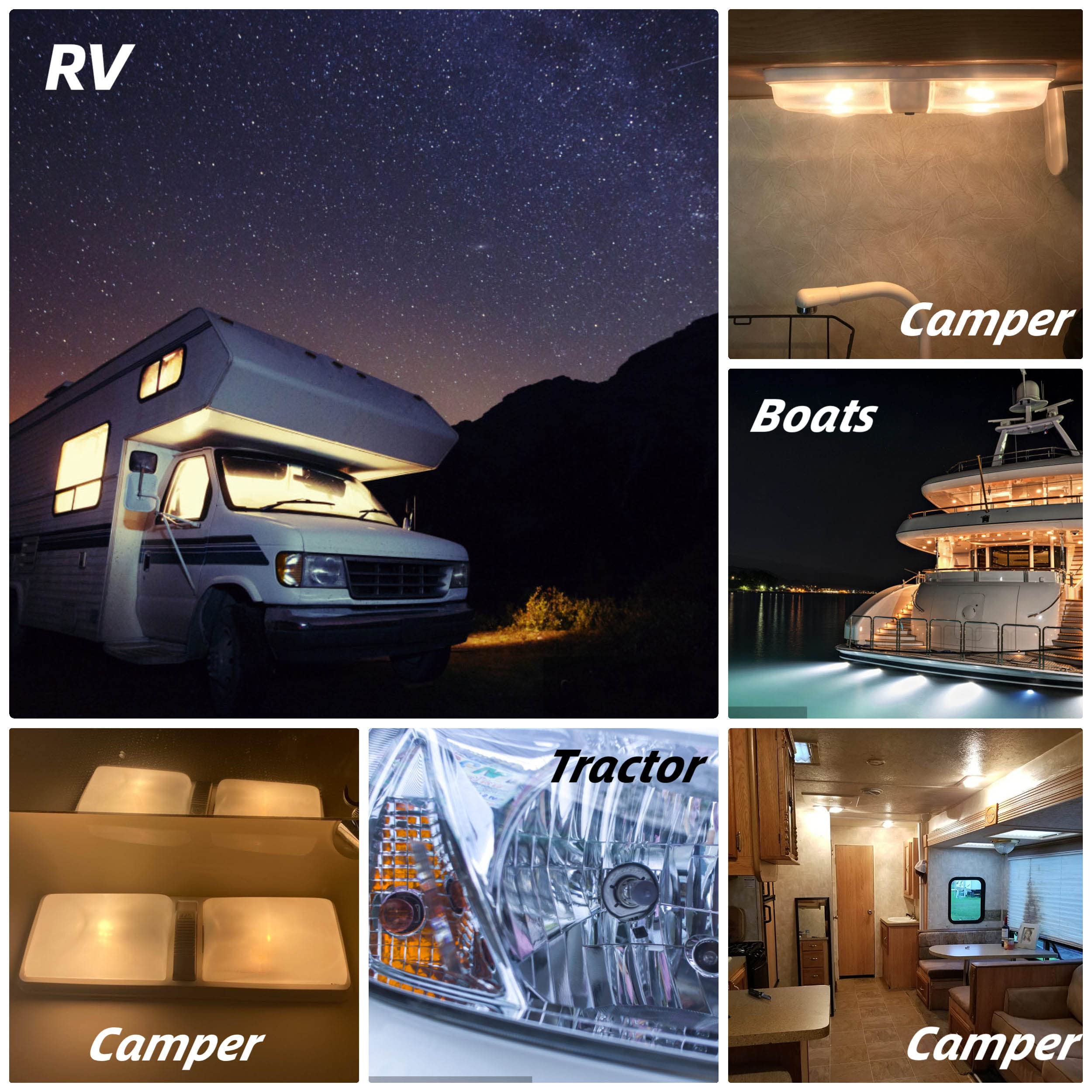 Ziomitus Ba15D 12 Volt Led Rv Camper Interior Light Bulbs,1076 1142 1176 S8 3W 2700K Warm White,Double Contact Dc Bayonet Base,A