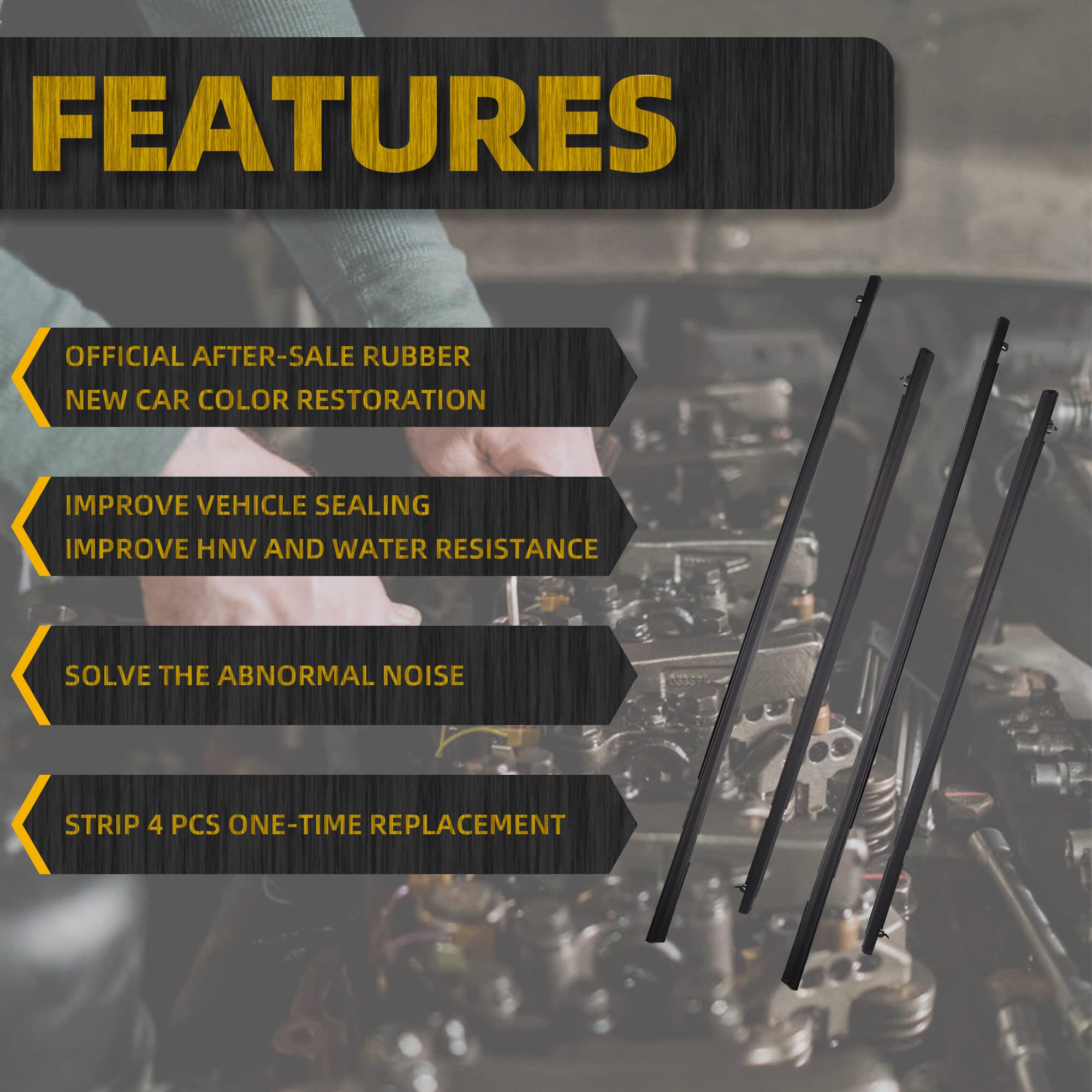 Dasbecan 4Pcs Weatherstrip Window Seal Car Window Moulding Trim Compatible With Honda Civic 2006-2011 Replaces#72450-Sna-A01 72410-Sna-A01 72950-Sna-A01 72910-Sna-A01