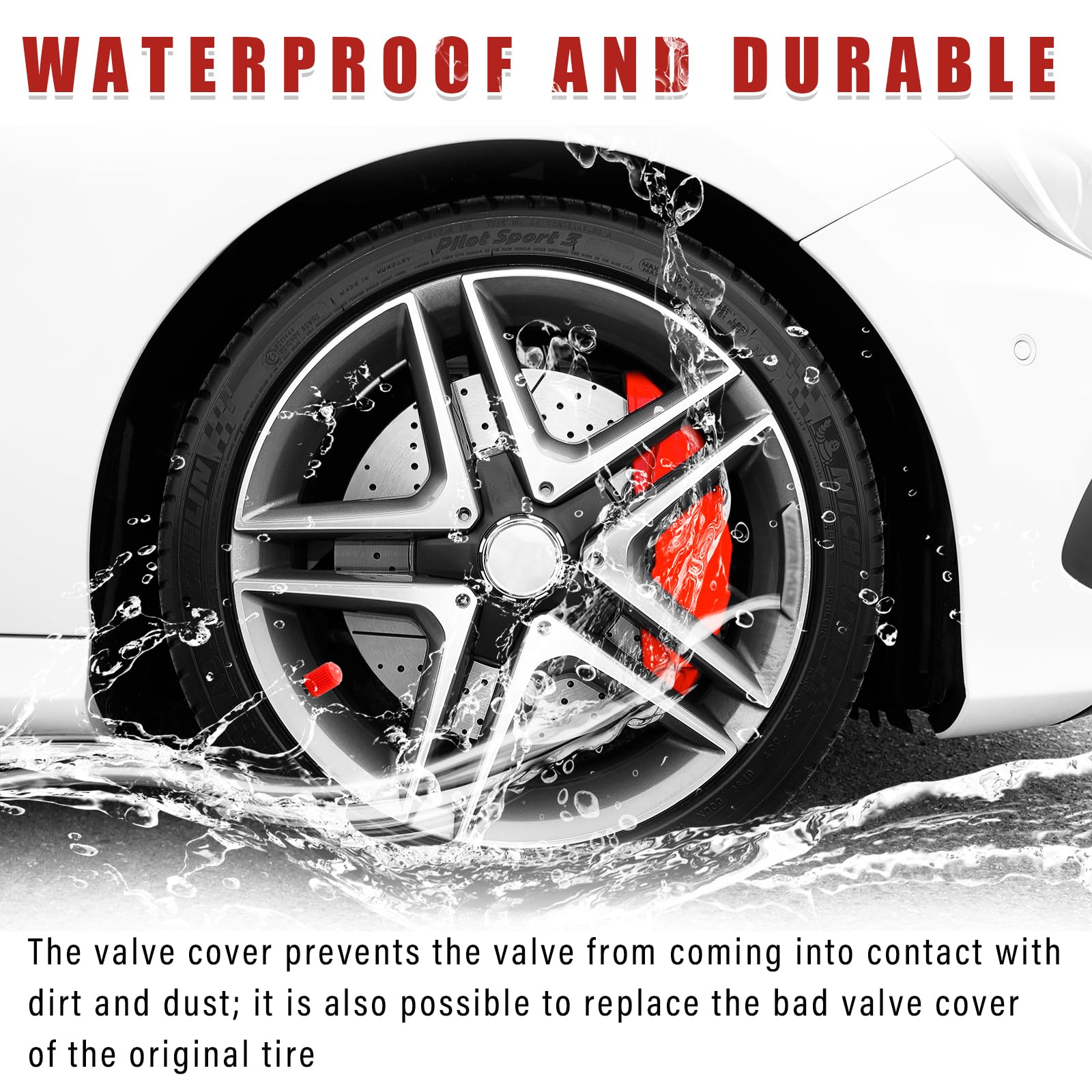 Ziciner 20 Pcs Tire Valve Stem Caps, Plastic Car Tyre Valve Cap With O Rubber Seal, Dustproof Airtight Seal Wheel Stem Covers, U