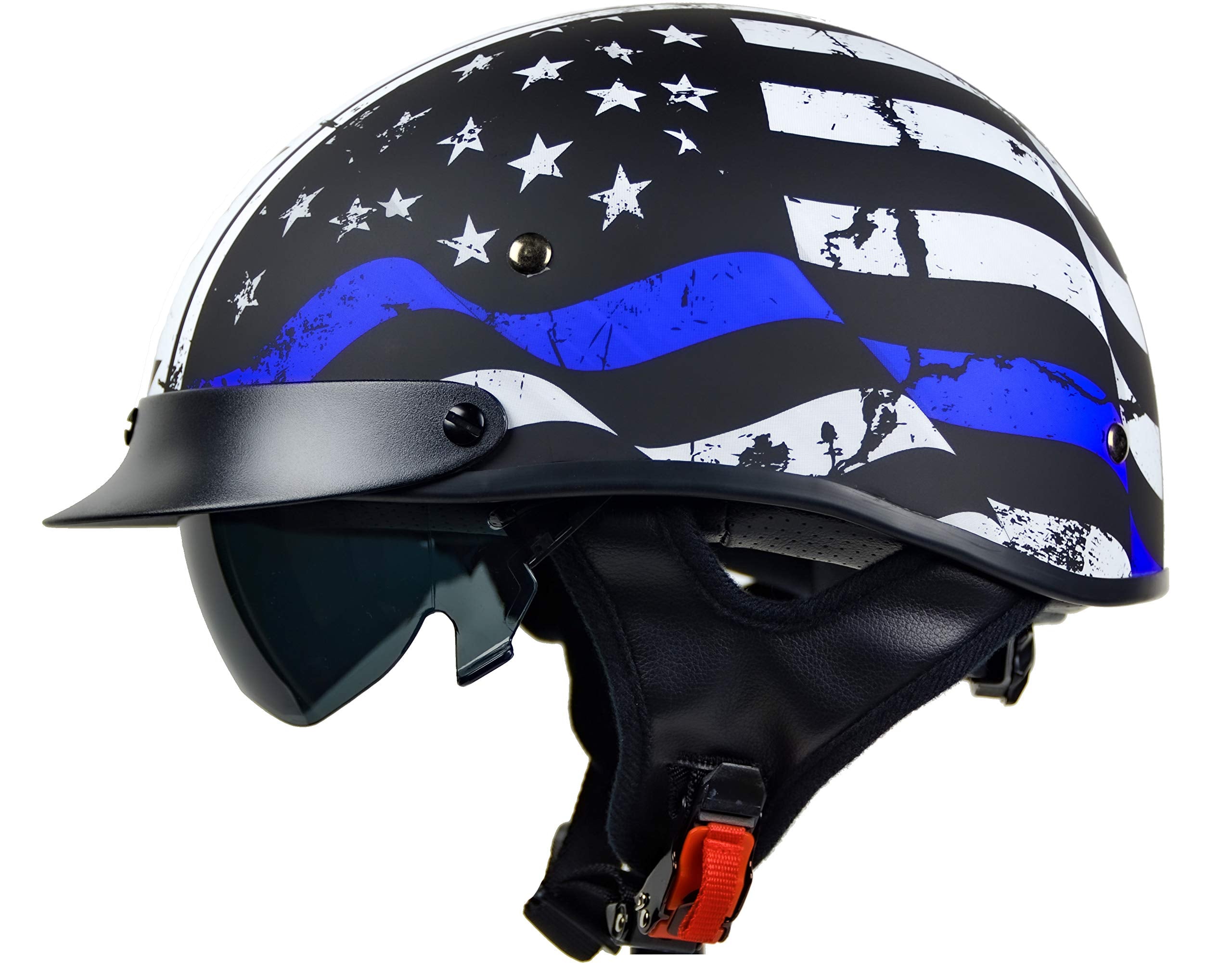 Vega Helmets 7850-025 Unisex-Adult Half Size Motorcycle Helmet (Back The Blue, X-Large)