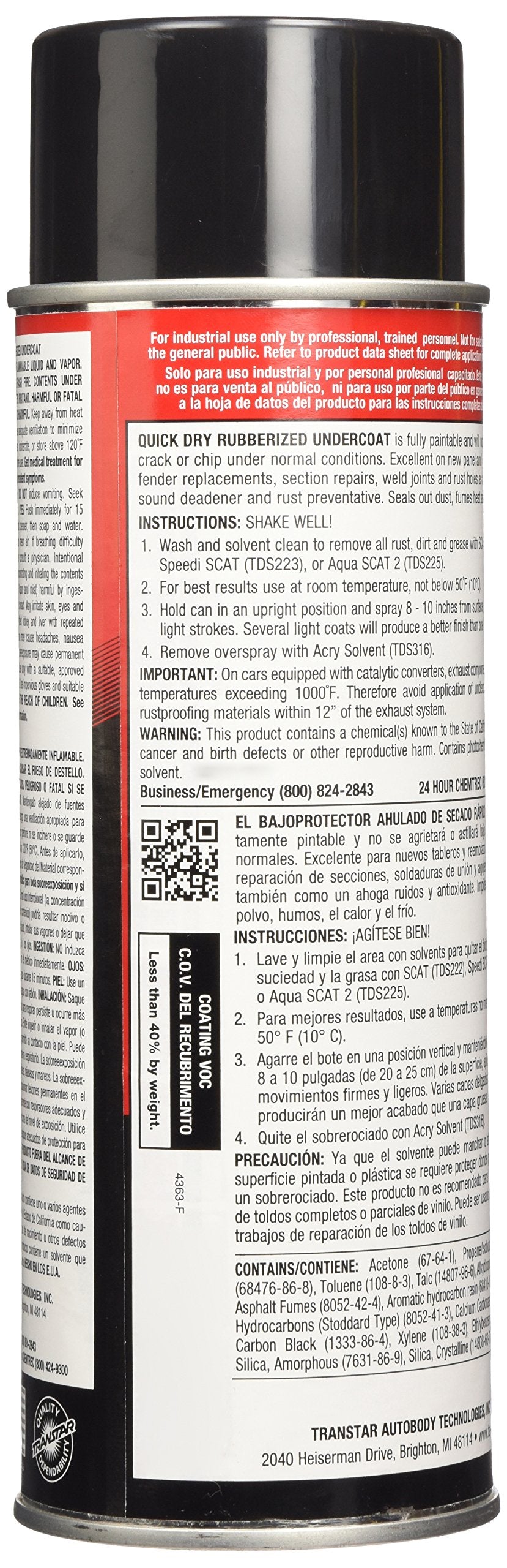 Transtar (4363-F) Quick Dry Rubberized Undercoating - 17.75 Oz. Aerosol