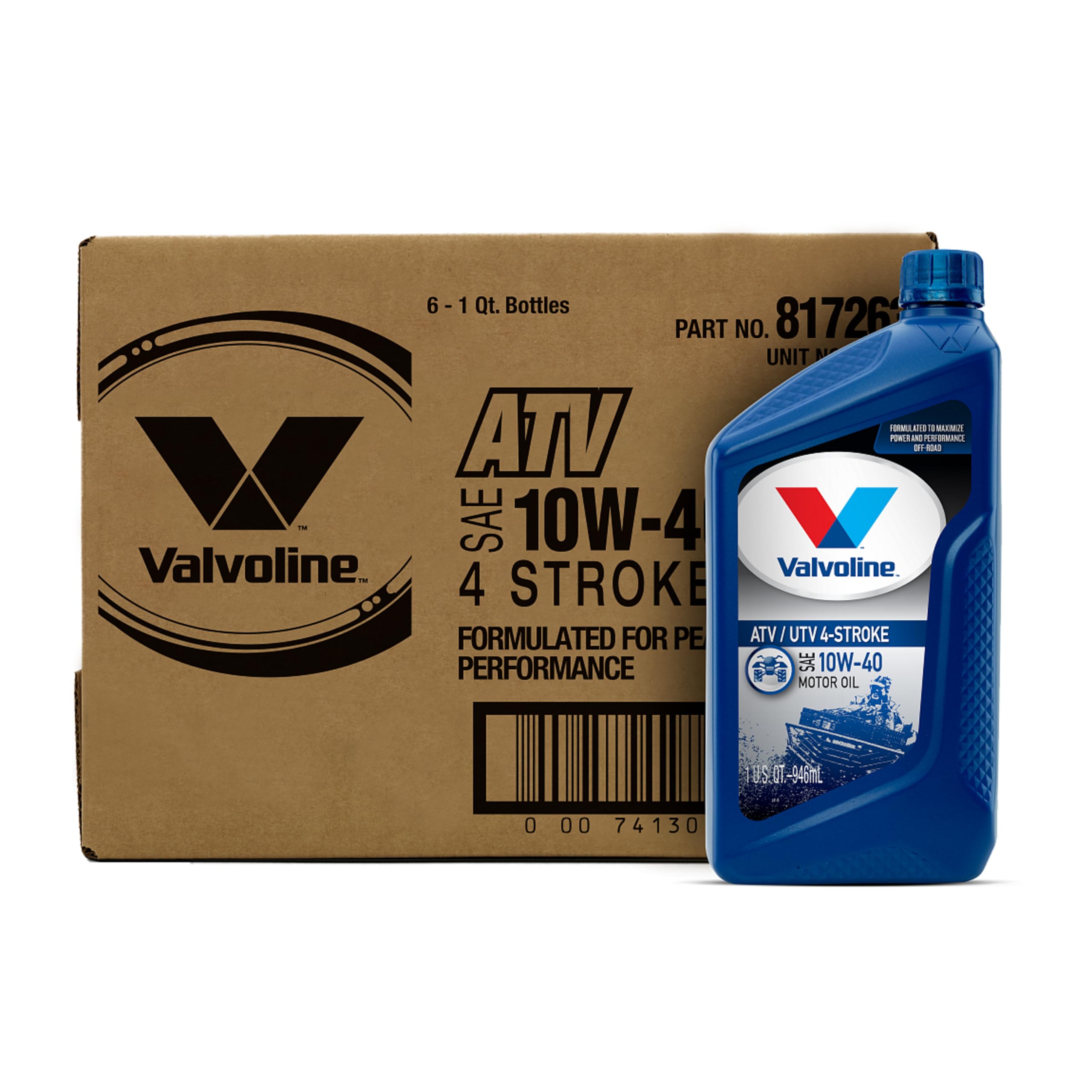 Valvoline 4-Stroke Atv/Utv Sae 10W-40 Motor Oil 1 Qt, Case Of 6