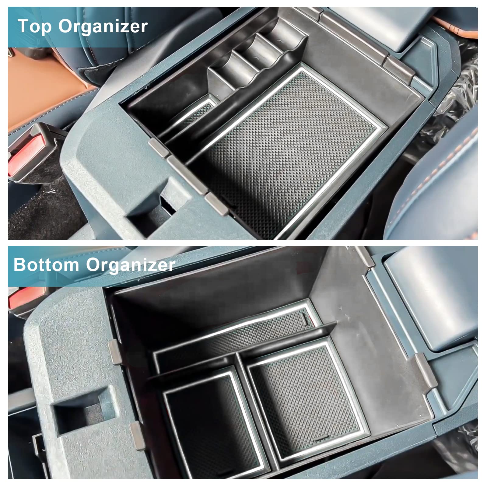 Cdefg For 2022 2023 Maverick Pickup Truck Center Console Organizer Tray 2022 Fo*Rd Maverick Armrest Trays Storage Box Coin Container 2022 2023 Maverick Truck Interior Accessories, 2-Pack (White Trim)