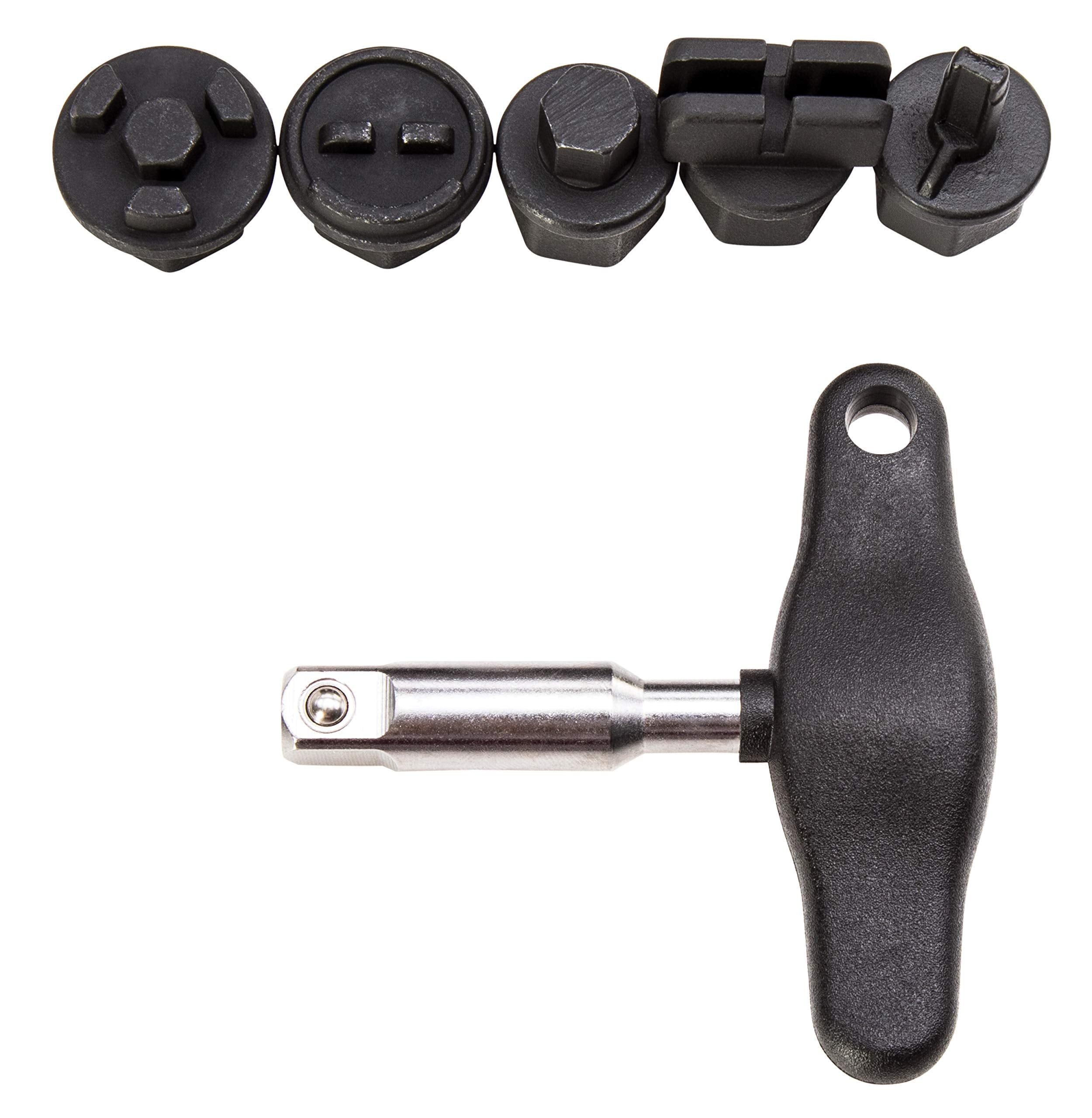 Steelman 6-Piece Oil Drain Plug Wrench Kit for Installing and Removing Plastic Oil Drain Plugs and Bolts, Includes 3/8-inch Driv