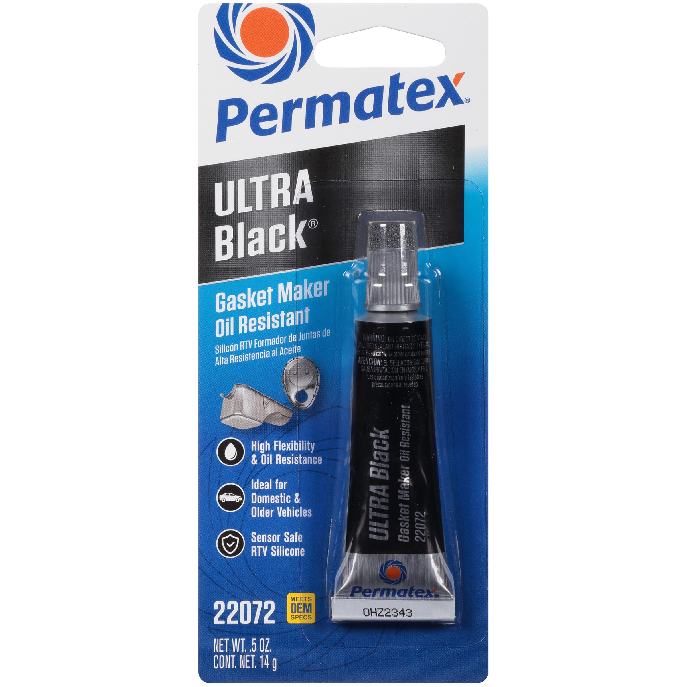 Permatex 22072 Ultra Black Maximum Oil Resistance Rtv Silicone Gasket Maker, Sensor Safe And Non-Corrosive, For High Flex And Oi