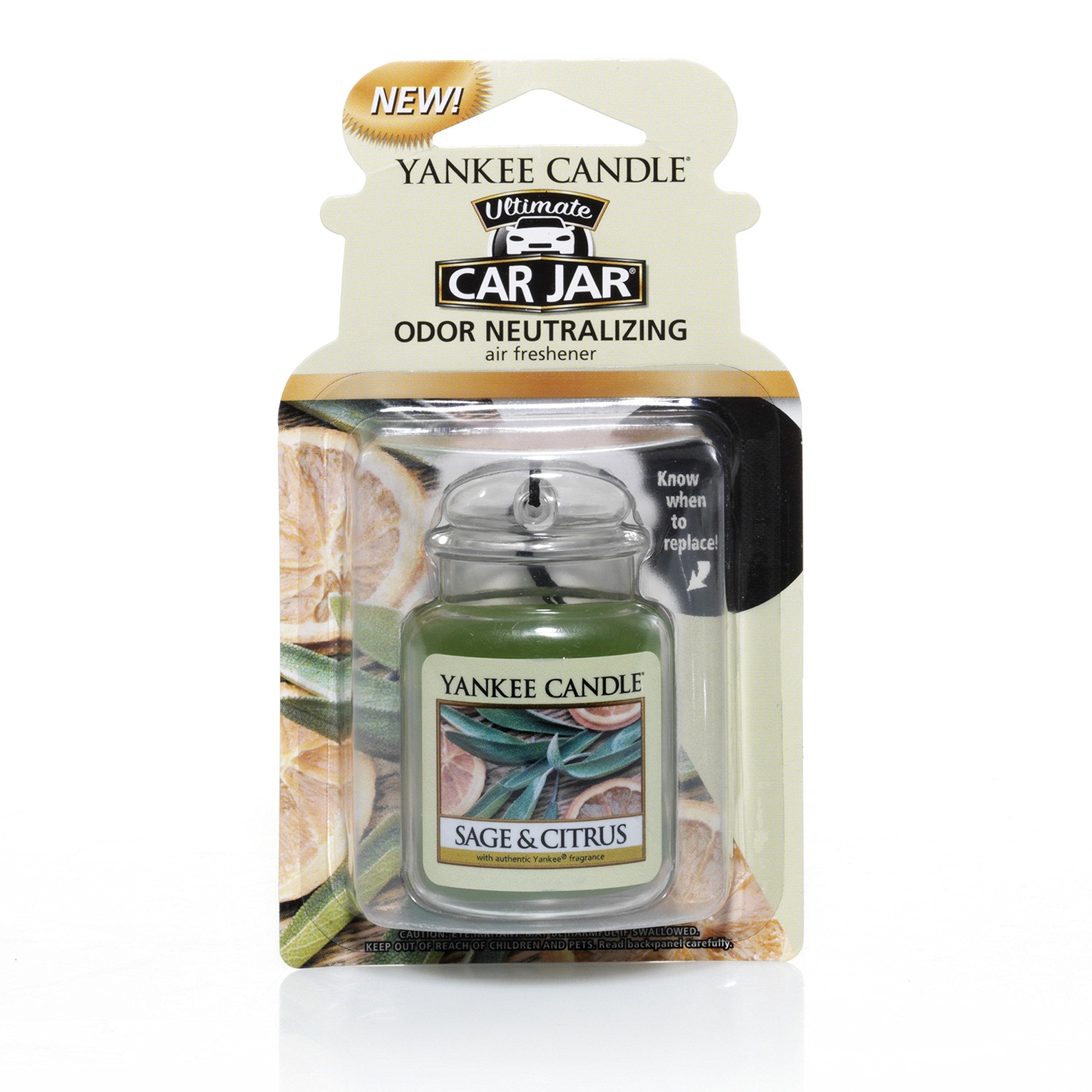 Yankee Candle Sage & Citrus Car Jar Ultimate Air Freshener, Fresh Scent