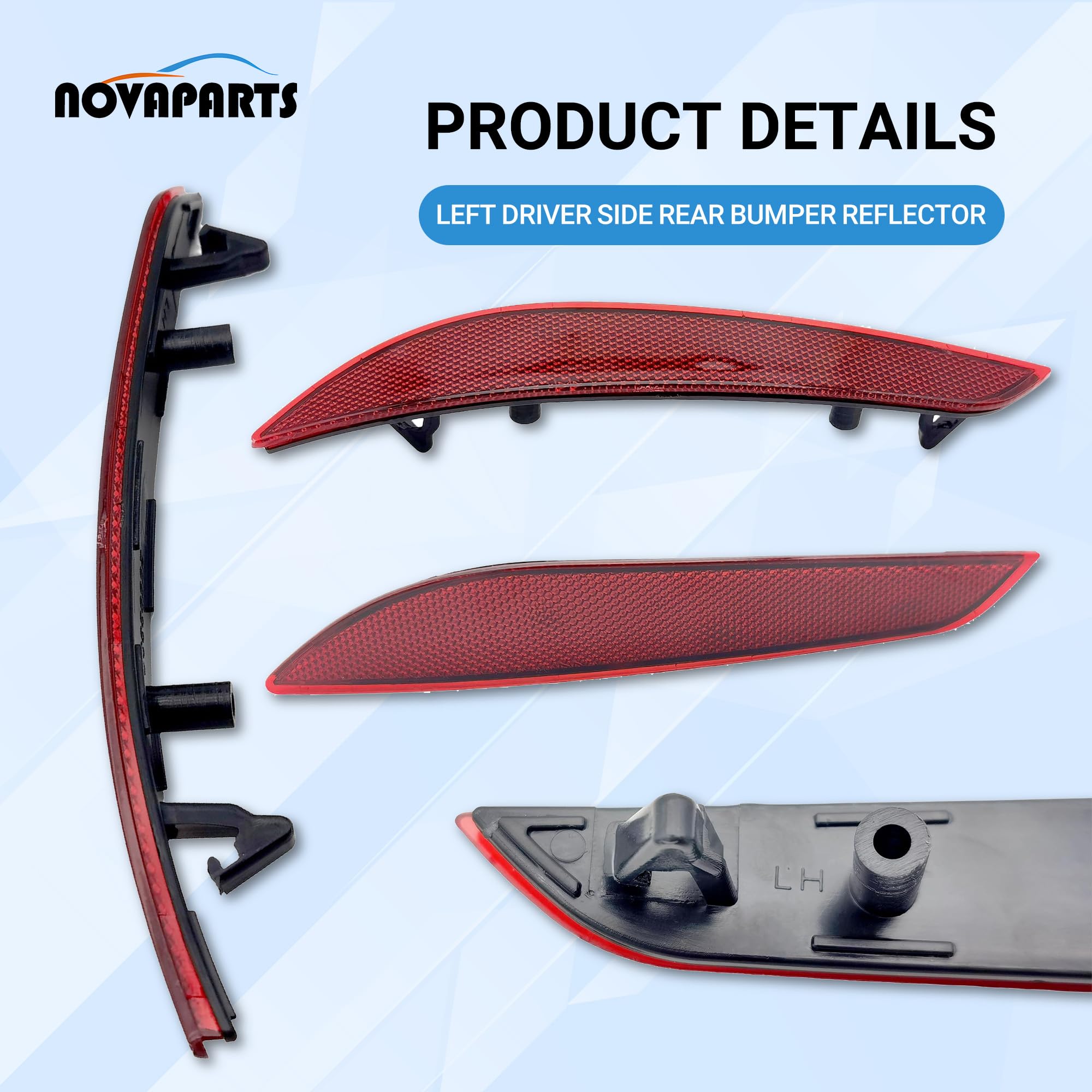 Novaparts Left Driver Side Rear Bumper Reflector For 2016 2017 2018 2019 Chevy Cruze 84037296 Gm1184116 23379299