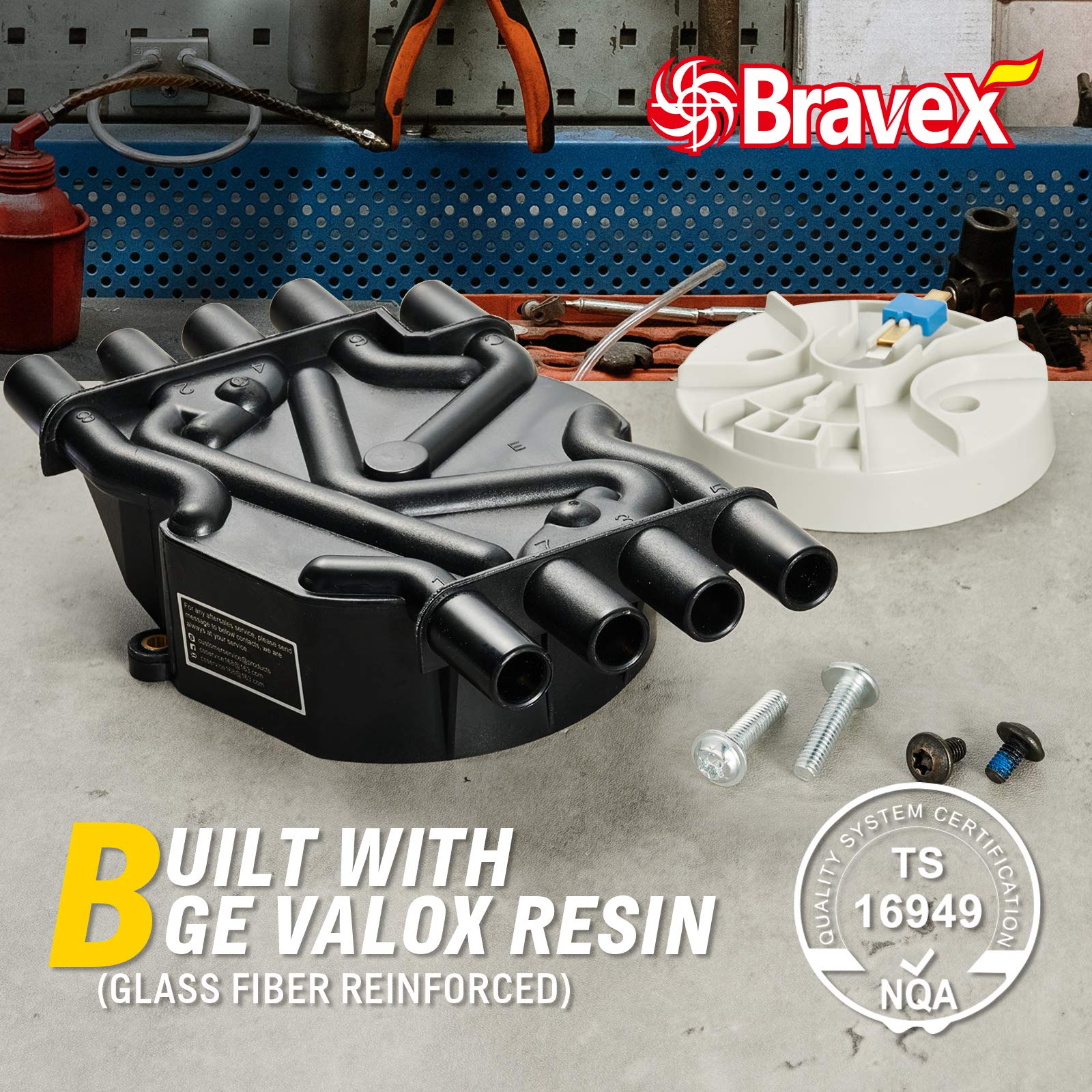 Bravex Distributor Cap And Rotor Kit Brass Terminals For Chevy Gmc Vortec V8 5.0L & 5.7L Dr474/ Dr331 Trucks
