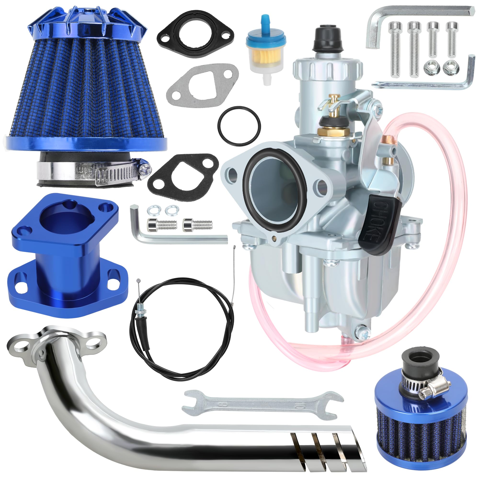 YOXUFA VM22 212cc Carburetor Exhuast Pipe Stage 1 Kit Replacement for Predator 224cc 196cc 6.5hp Engine Coleman CT200U CT200U-EX