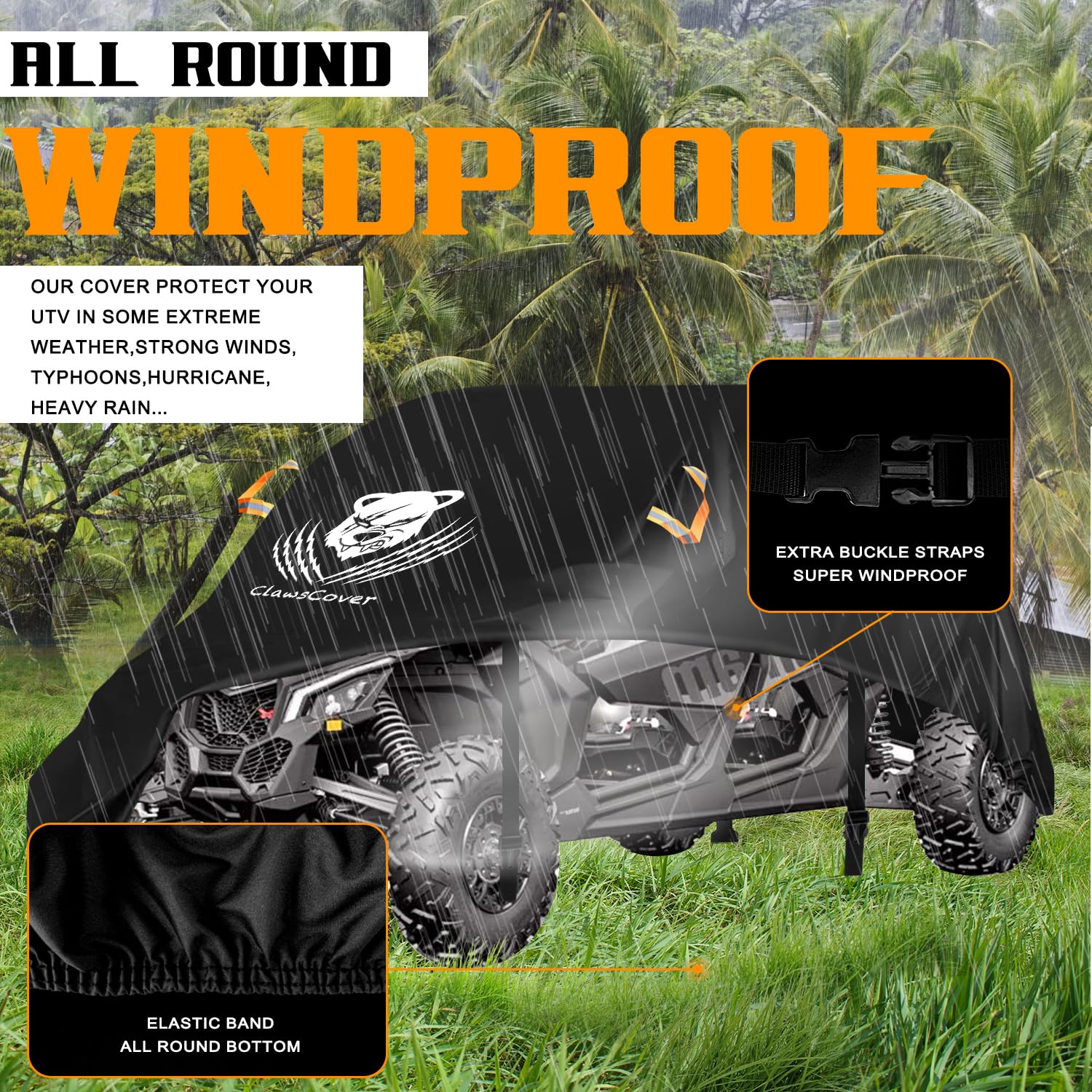 Utv Cover 4-6 Seater Waterproof,Heavy Duty Tearproof Anti-Uv Polyster Cloth,Outdoor Side By Side Storage Covers Fit For Can-Am P