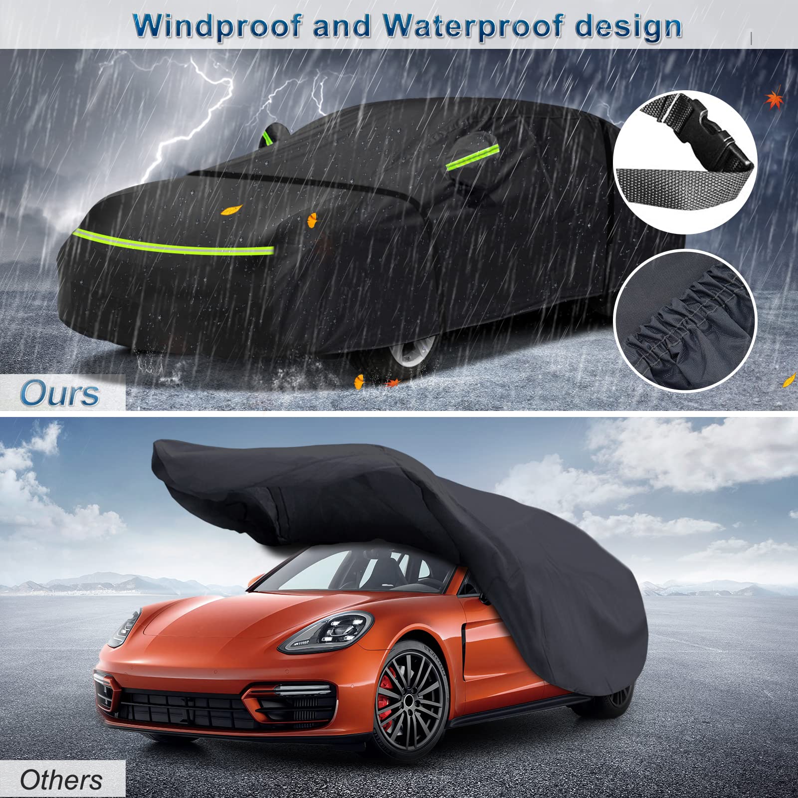 Outdoor Car Cover For Porsche Panamera 2014-2025 Waterproof All Weather Heavy Duty Windproof Protection Full Car Covers With Zip