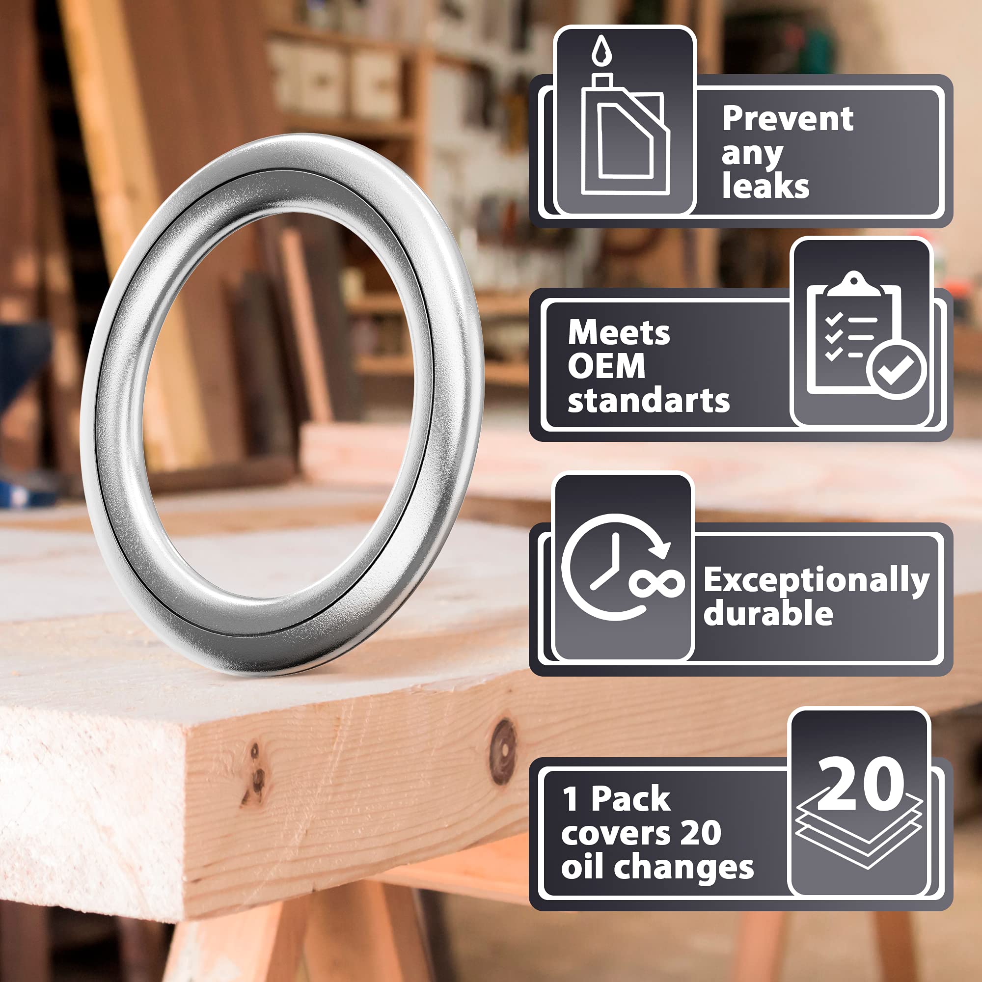 Automajor 15 Pcs Aluminum Oil Drain Plug Gasket - 14Mm Crush Washer - Audi/Volkswagen Replacement