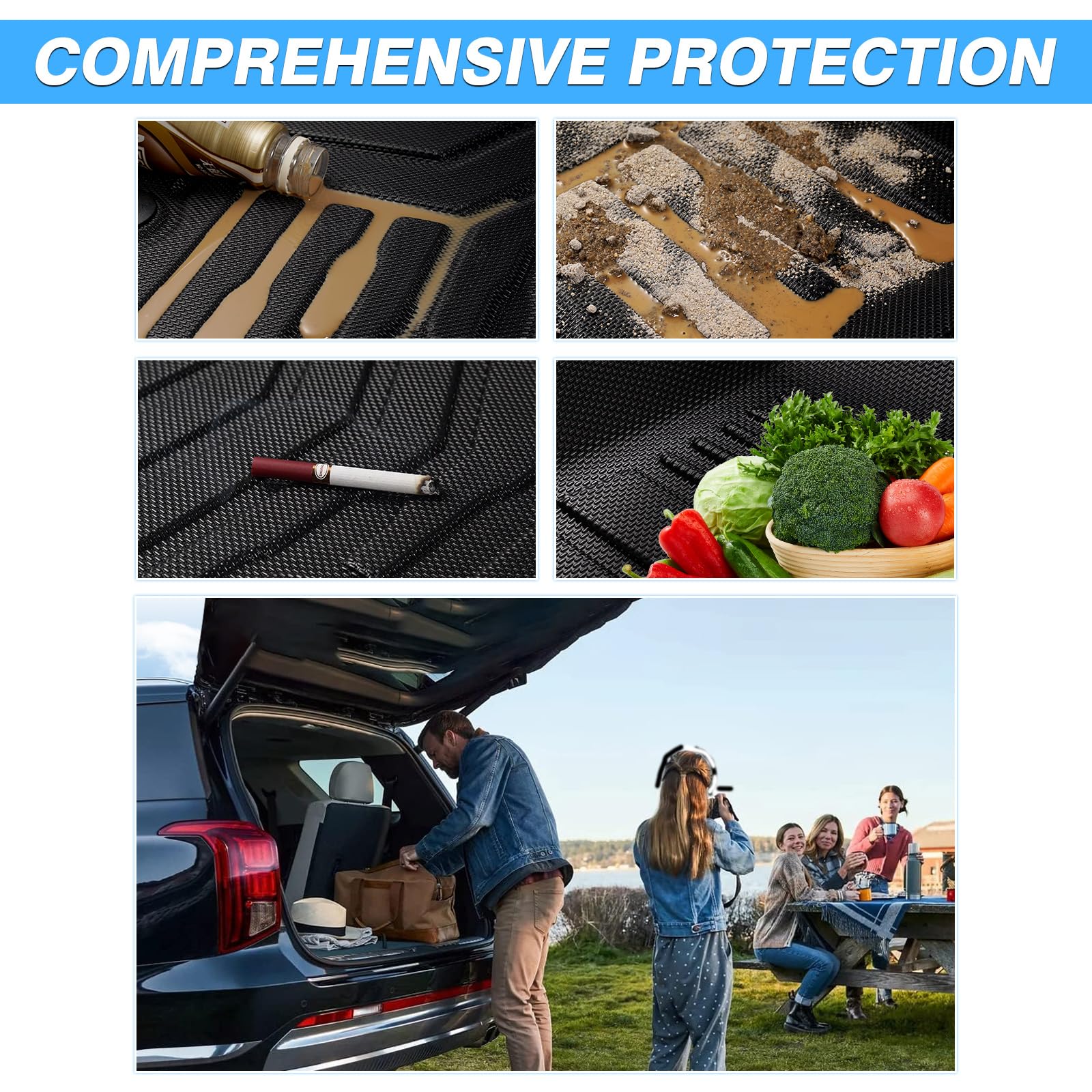 Powerty Cargo Liner & Backrest Mat For 2018-2024 Chevrolet/Chevy Equinox Accessories Rear Trunk Mat Seat Back Cover Tpe All Weat