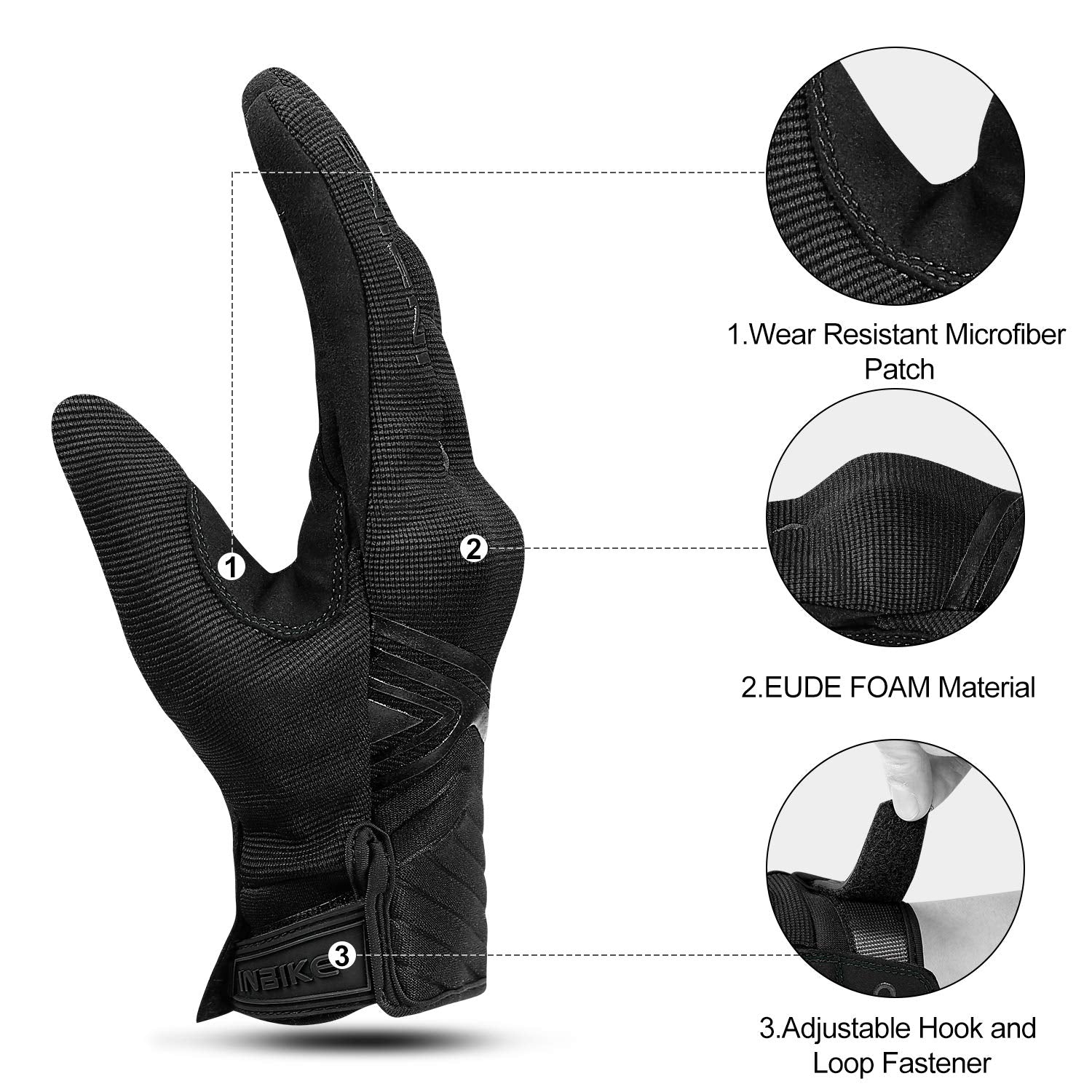 Inbike Breathable Mesh Motorcycle Gloves Touchscreen With Tpr Palm Pad Hard Knuckles Black X-Large
