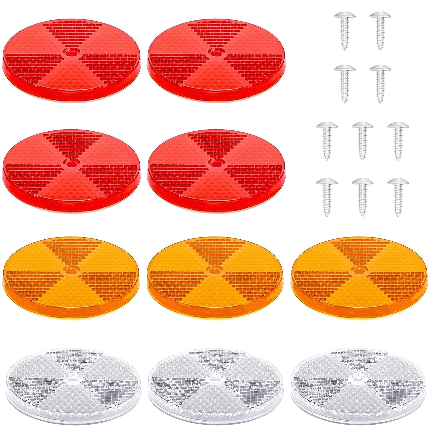 Smseace 10Pcs Round Reflectors With 10Pcs Stainless Steel Screw Used For Mailboxes,Driveway,Tunnels,Post,Cars,Trailer Reflector