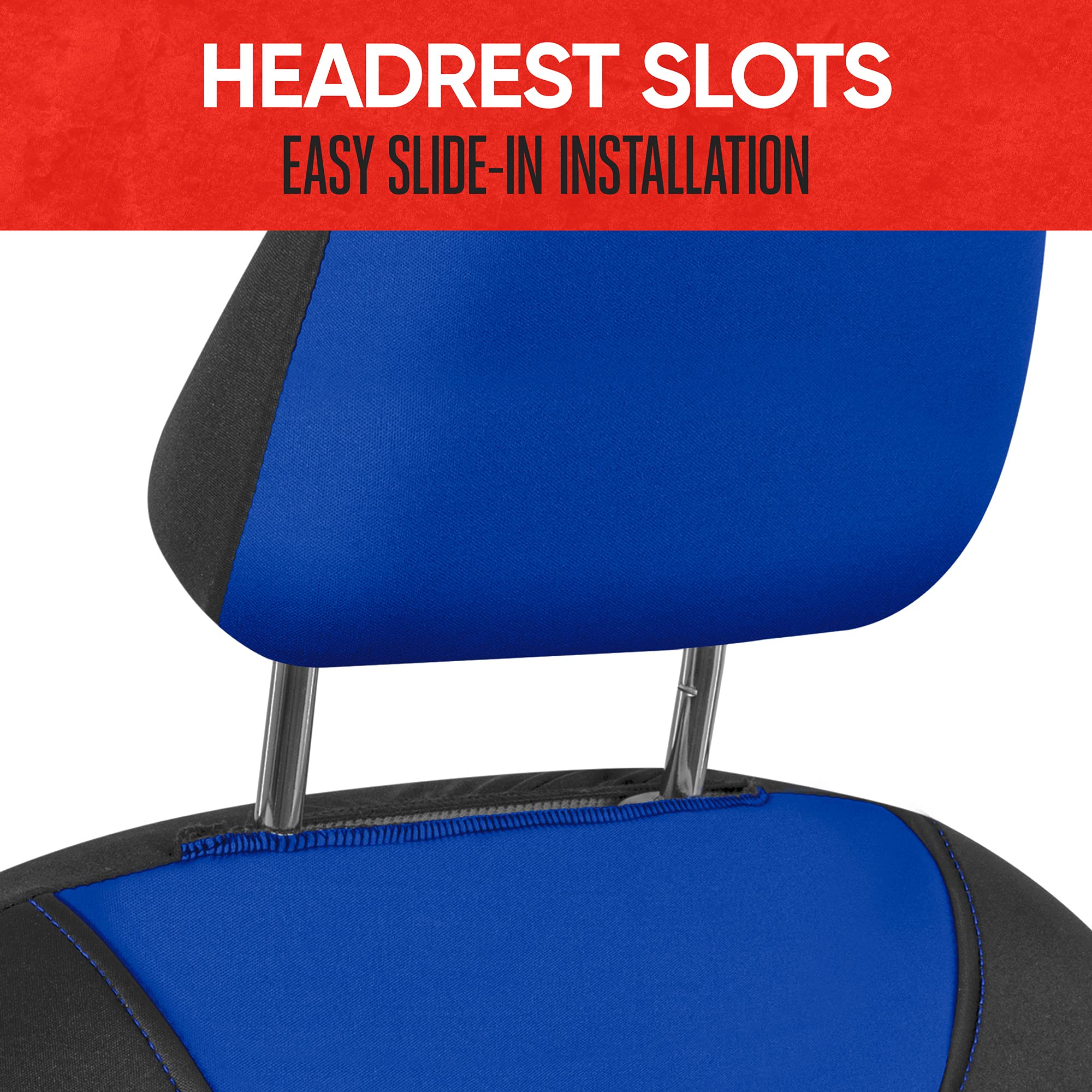 Motor Trend AquaShield Car Seat Covers for Front Seats, Blue - Two-Tone Waterproof Seat Covers for Cars, Neoprene Front Seat Cover Set, Interior Covers for Auto Truck Van SUV