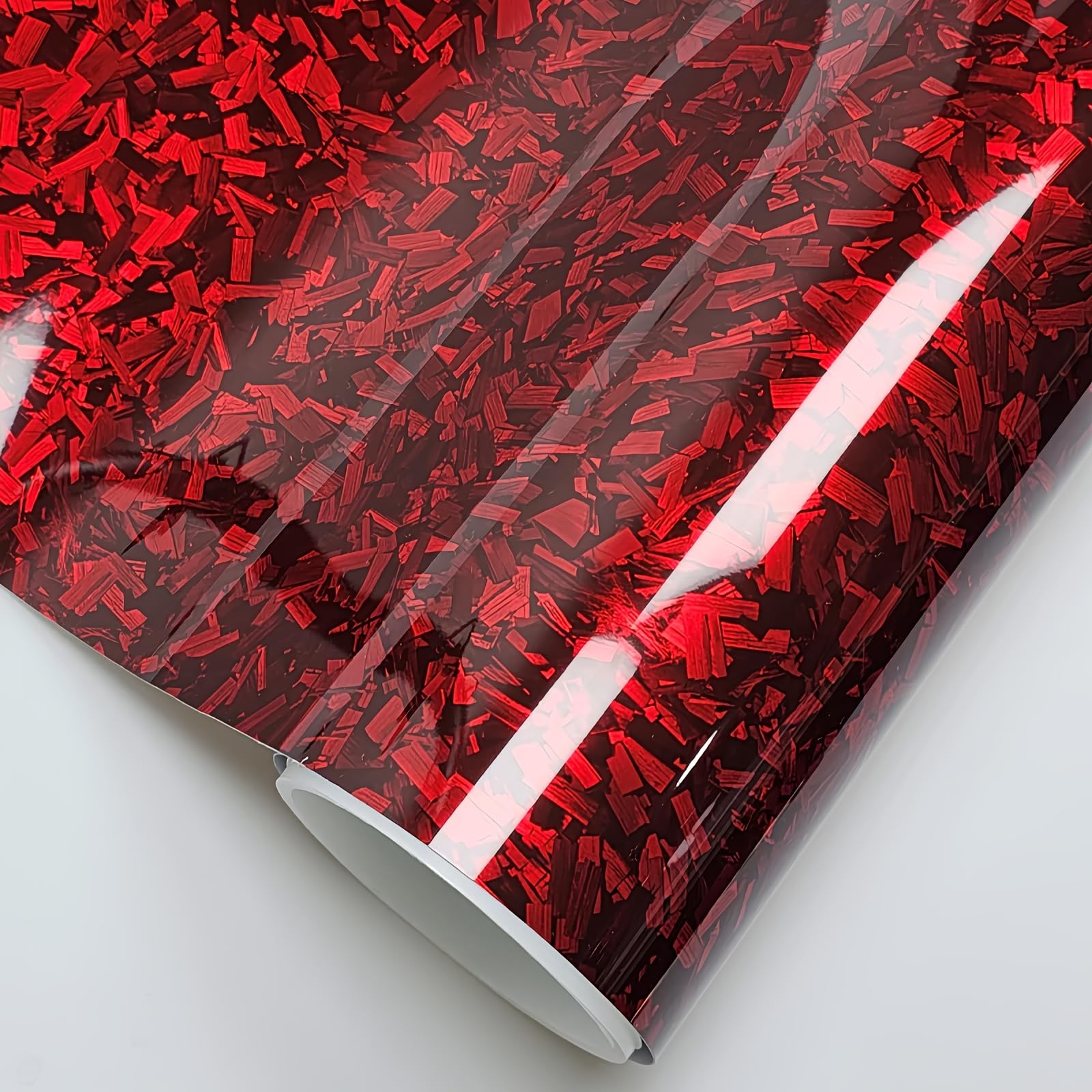 LZLRUN Forged Gloss Red Carbon Fiber Vinyl Wrap Roll Air Release Sticker Sheet Film DIY Decal Car Auto Vehicle Morotcycle Self A