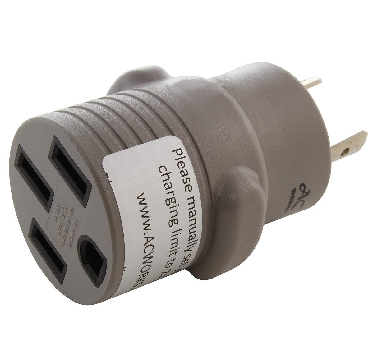 Ac Works Ev Charging Adapter For Tesla Use (L6-30 30A 250V 3-Prong To Tesla- Straight)