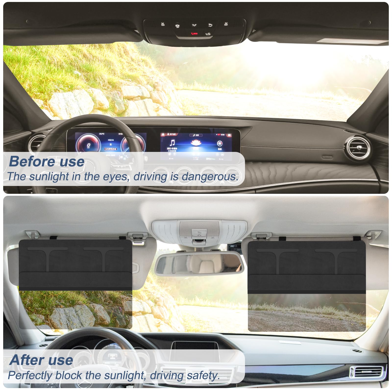 Nazzo Car Visor Extender Sun Blocker, Polarized Sunvisor Extension With Removable Magnetic Pc Lens, Anti Glare Car Visor Extende