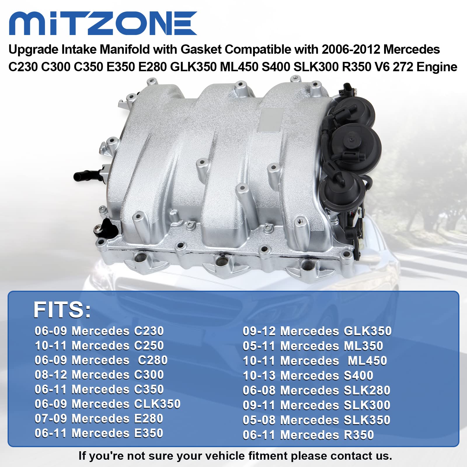MITZONE Upgrade Intake Manifold with Gasket Compatible with 2006-2012 Mercedes C230 C300 C350 E350 E280 GLK350 ML450 S400 SLK300