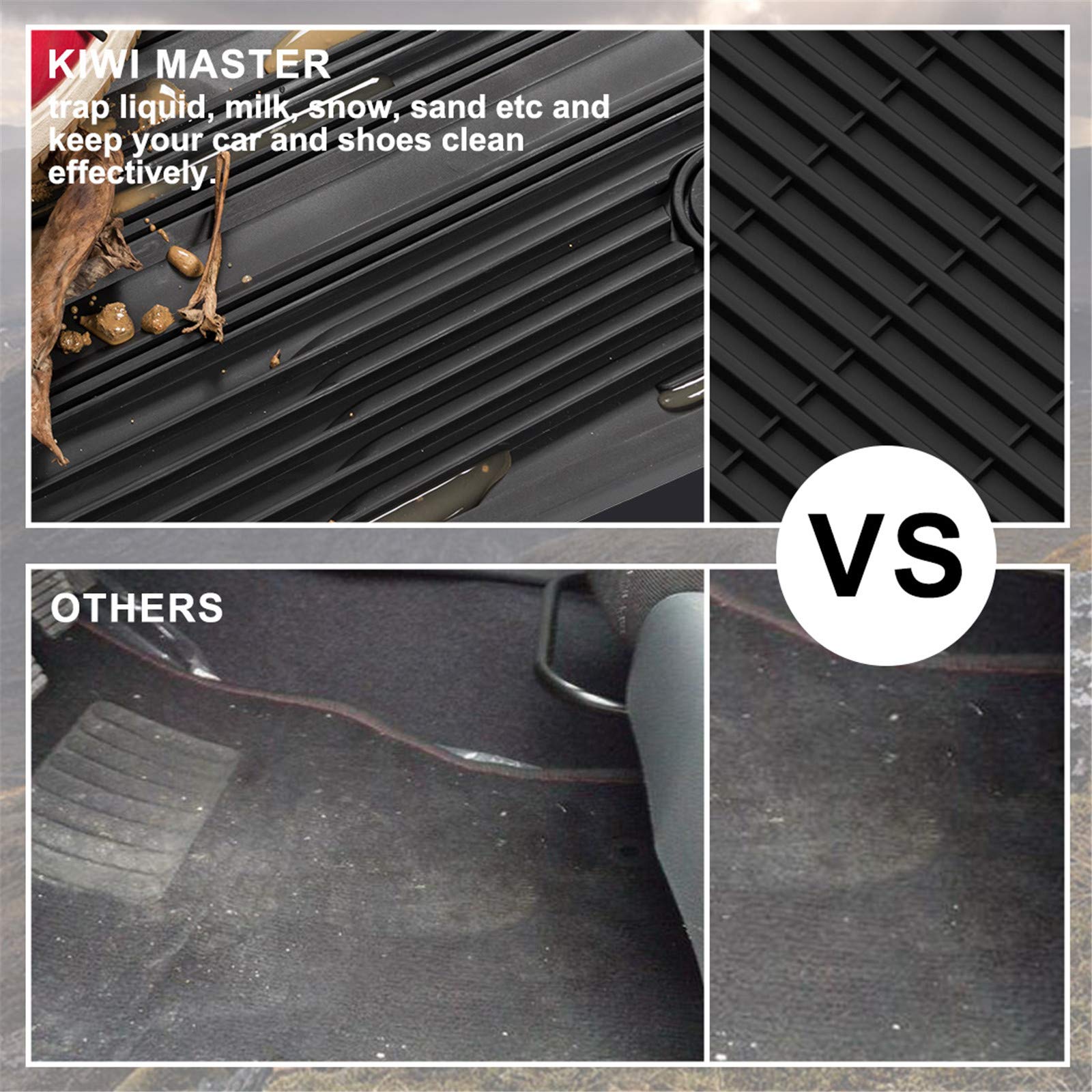 Kiwi Master Floor Mats Compatible For 2013-2018 Toyota Rav4 Accessories All Weather 1St & 2Nd Black Front Rear Row Liners (Non-H