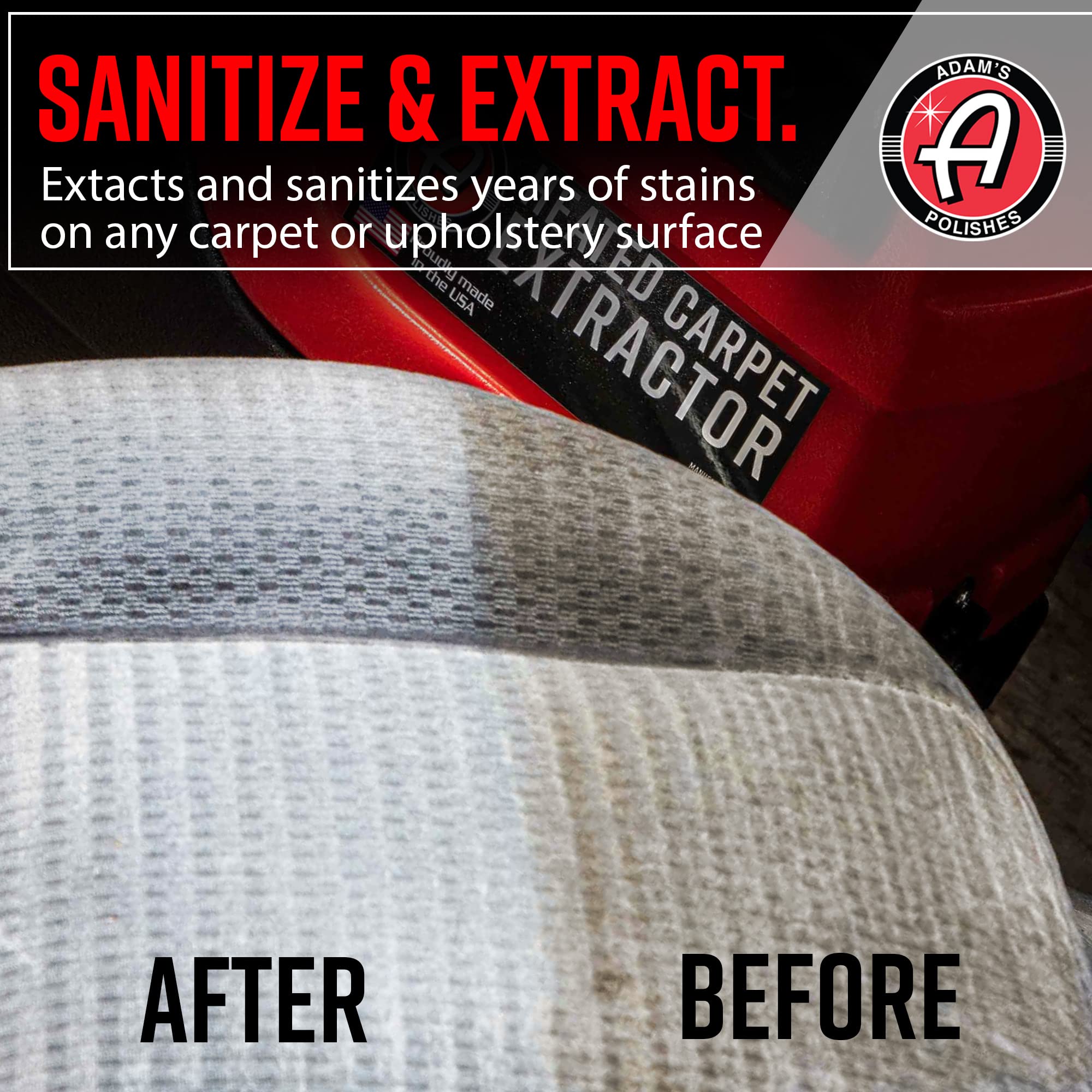 Adam's Polishes Heated Carpet Extractor - Powerful 200 Degree Spot and Upholstery Cleaner, Clear Head Hand Tool, 15 Foot Hose, E