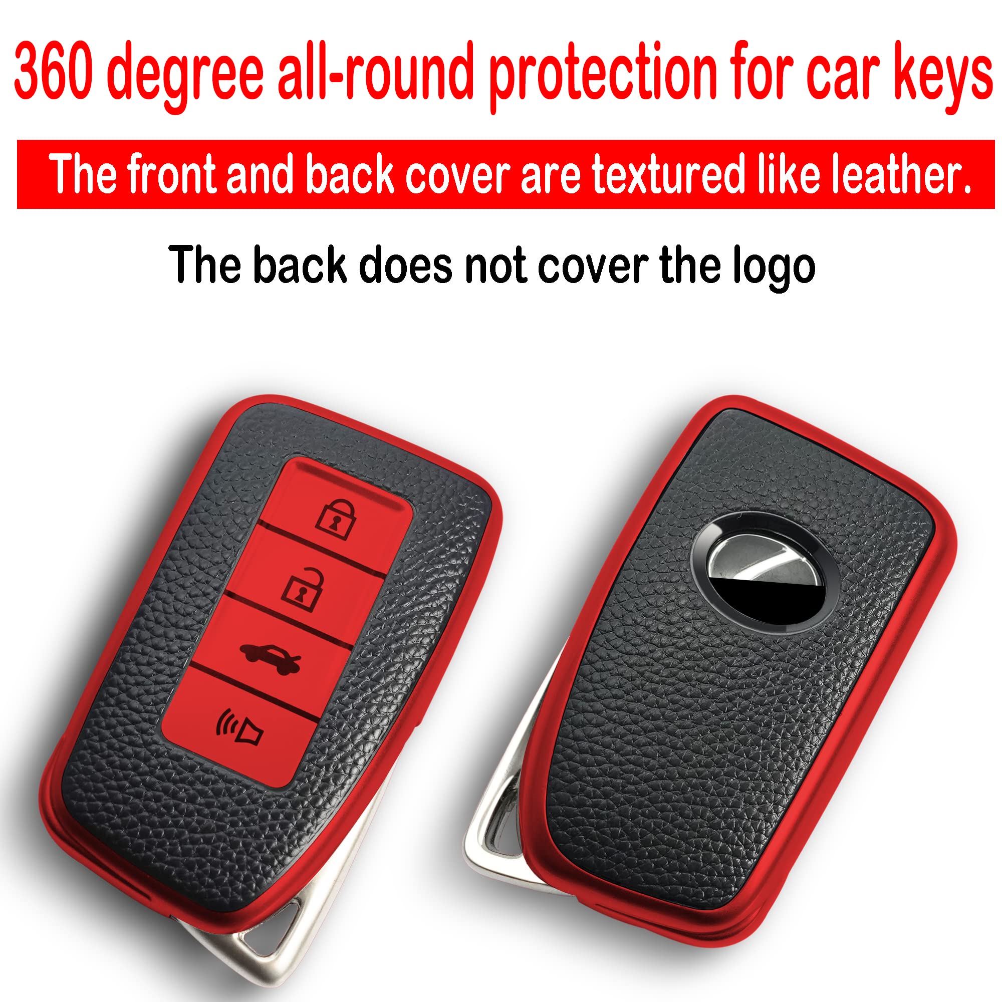 Kirsnda Texture Key fob Cover with Keychain Compatible with Lexus,Soft TPU Key case/Skin,4-Buttons fit ES is GS NX RX RC GX LX 5