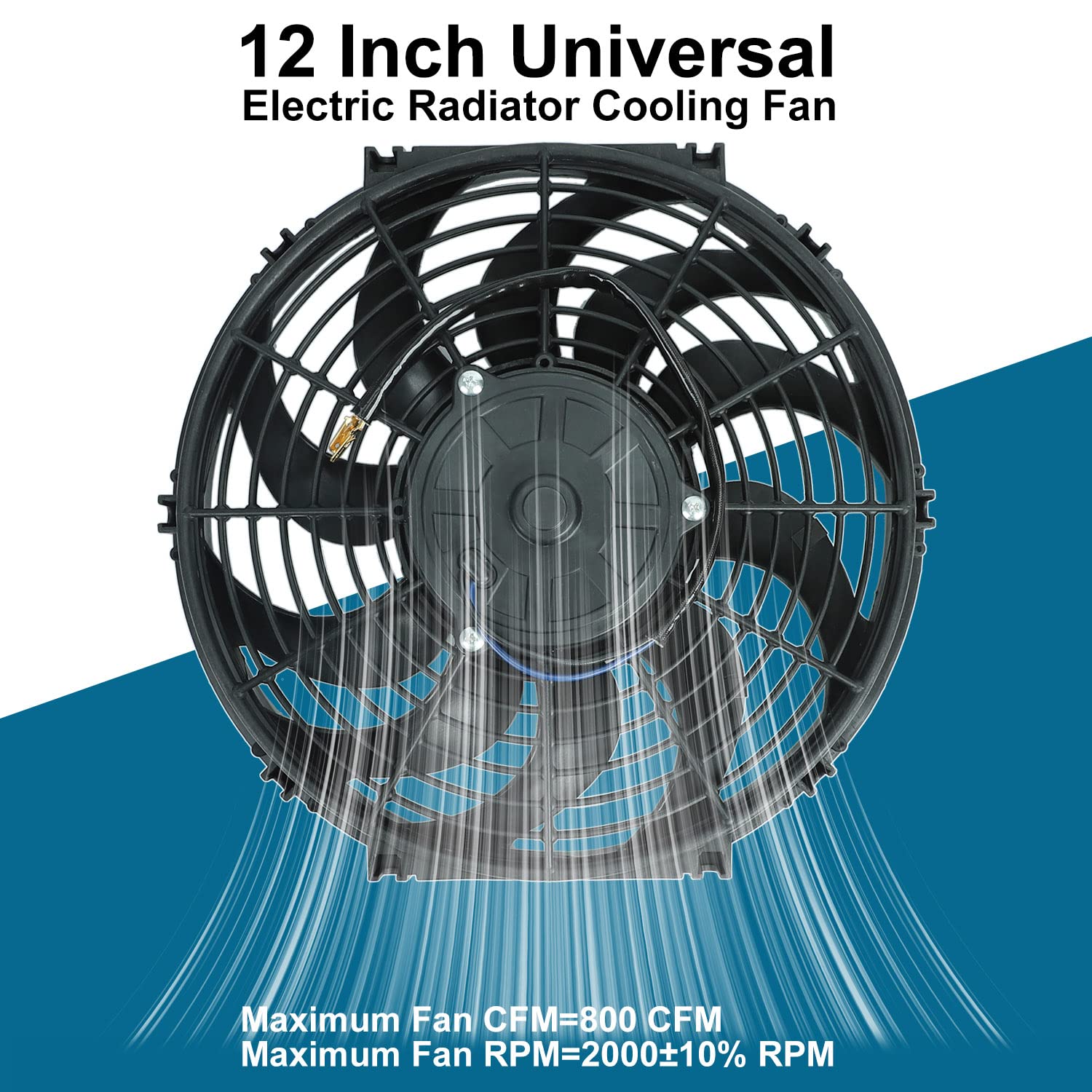 Blackhorse-Racing 12'' Universal Electric Radiator Cooling Fans + Thermostat Relay & Mount Kit