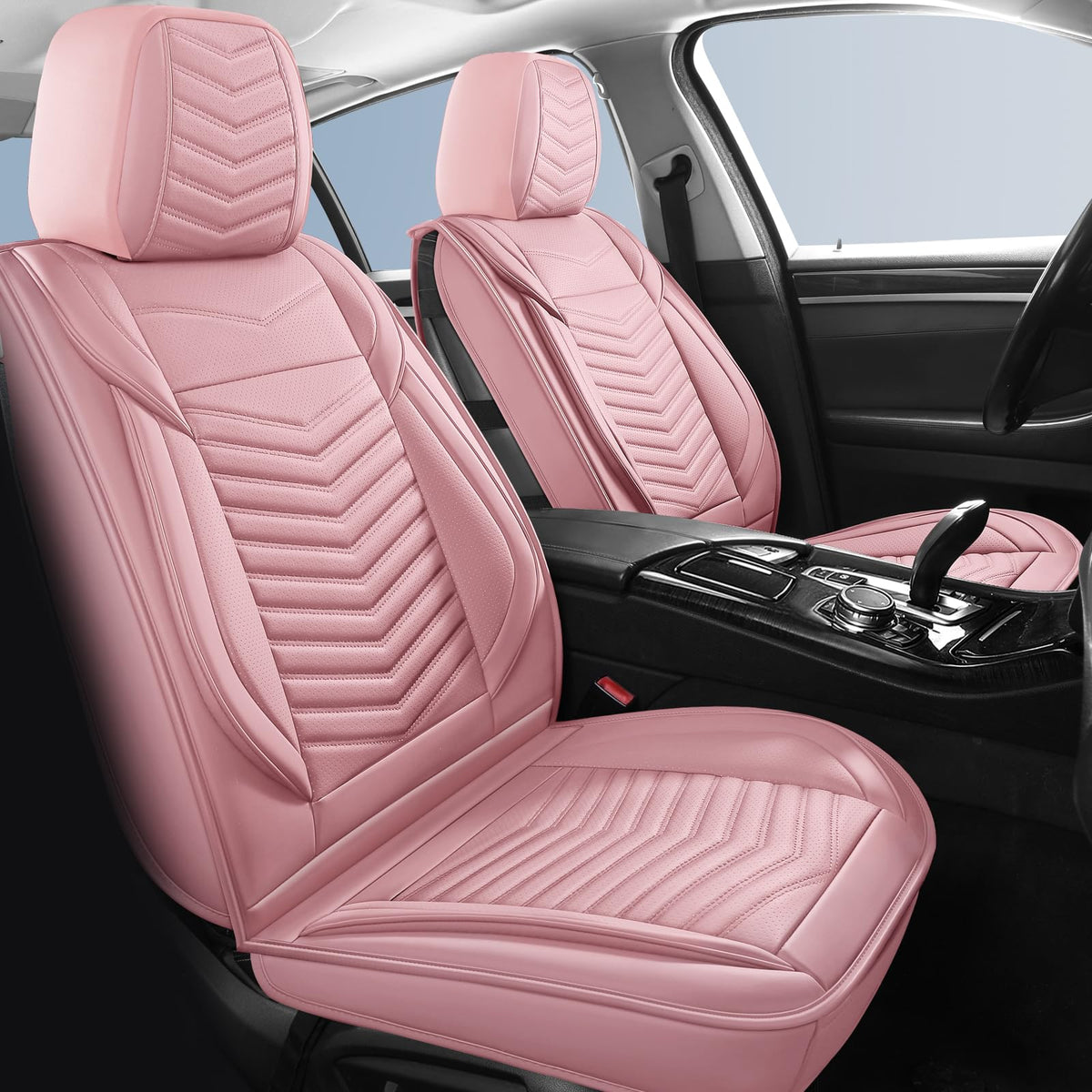 Hchengkikz Car Seat Covers Front Pair,Breathable And Waterproof Faux Leather Automotive Seat Covers For Cars,Anti-Slip Driver Se