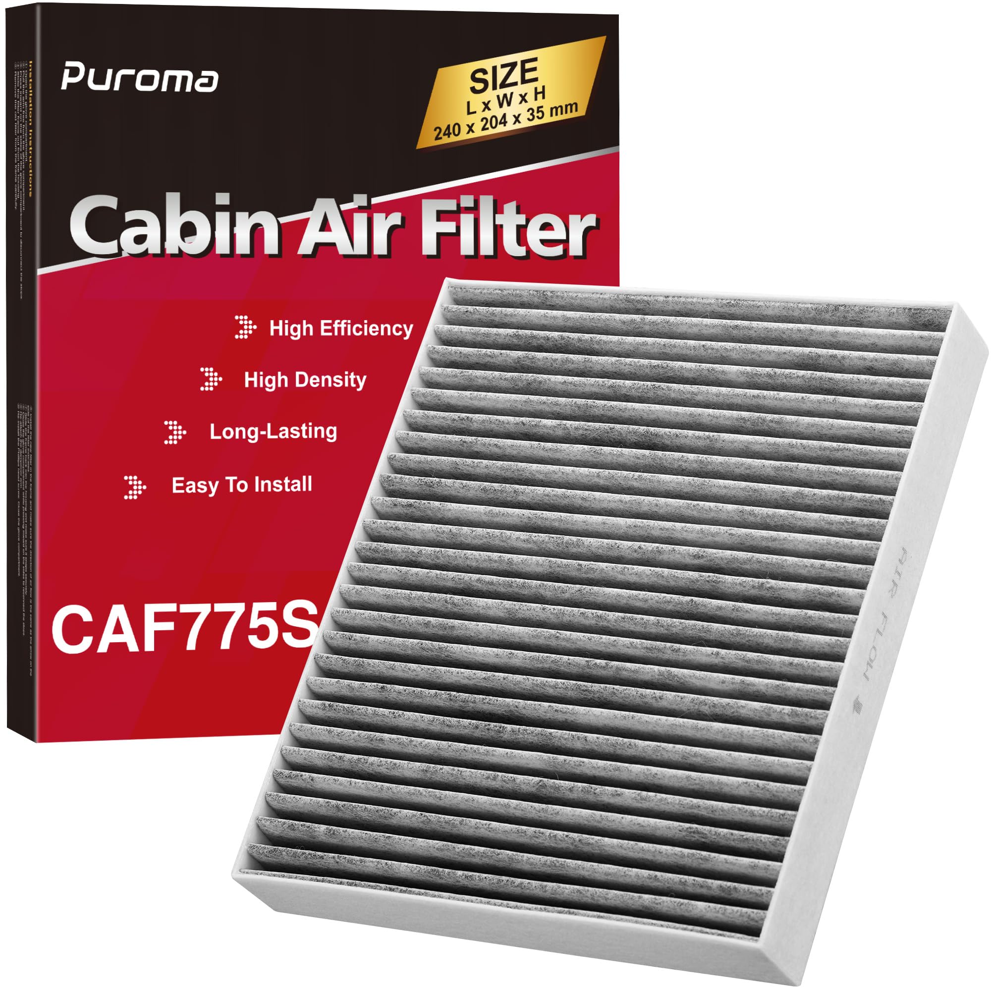 Puroma Cabin Air Filter With Activated Carbon, Replacement For Cf10775, Buick Allure, Cascada, Encore, Lacrosse, Regal, Verano,