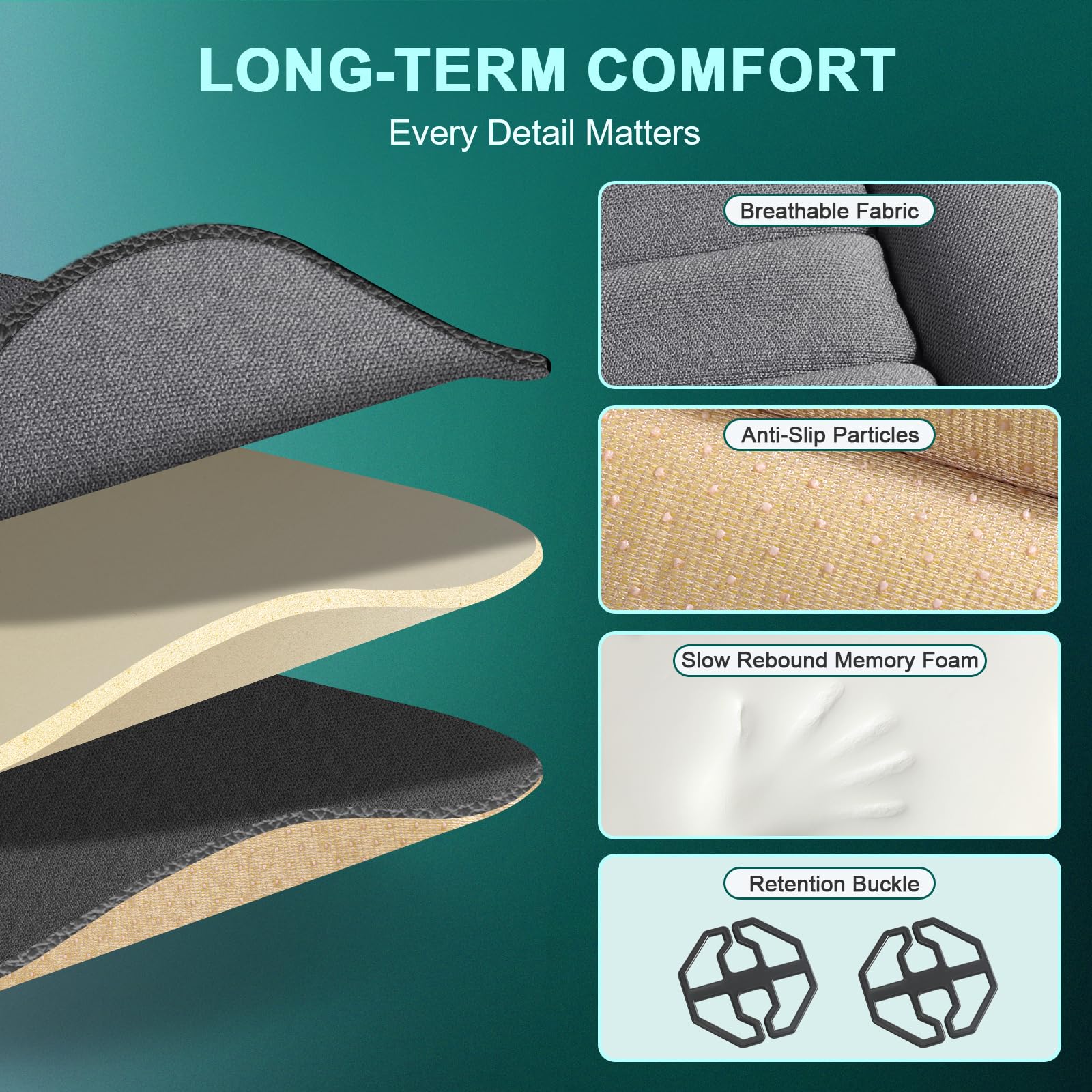 SKYJDM Car Seat Cushion with Back Support Set, Memory Foam Car Cushion with Lumbar Support Pillow, Non Slip Seat Cushion Ergonom